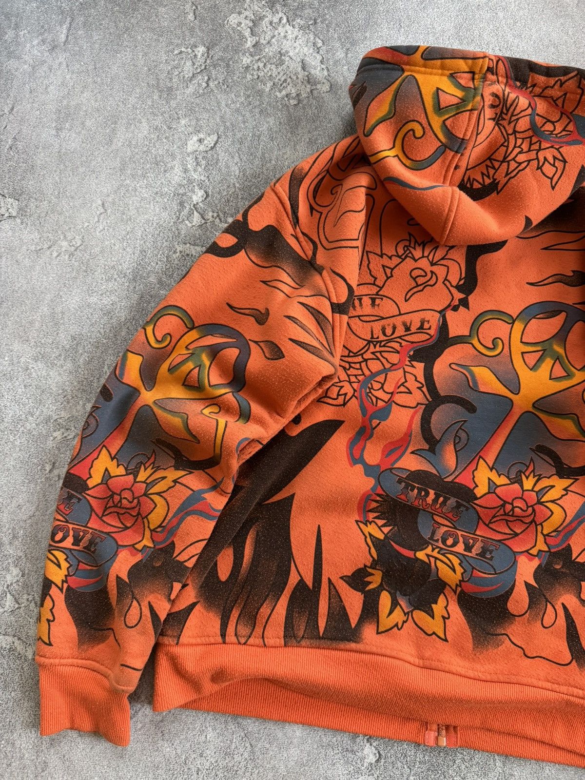 Ed Hardy True Love all printed tattoo rhinestones skeleton hoodie zip Size US L / EU 52-54 / 3 - 15 Thumbnail