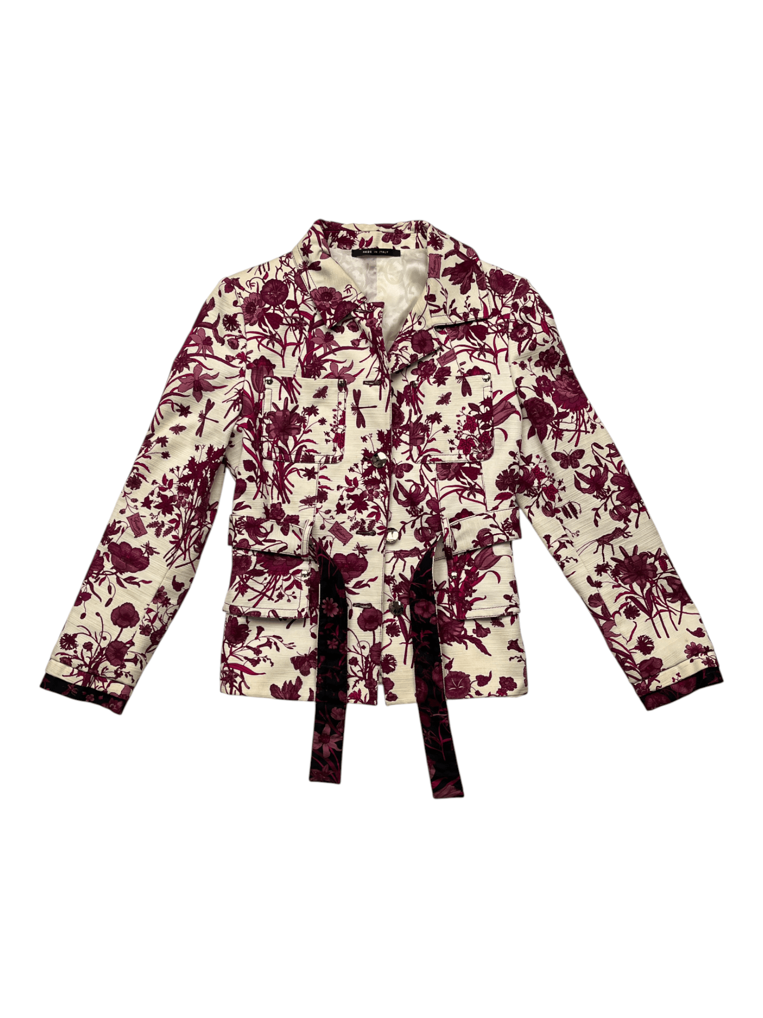 Gucci Gucci Beige Jacket With Red Floral Pattern Size S / US 4 / IT 40 - 1 Thumbnail