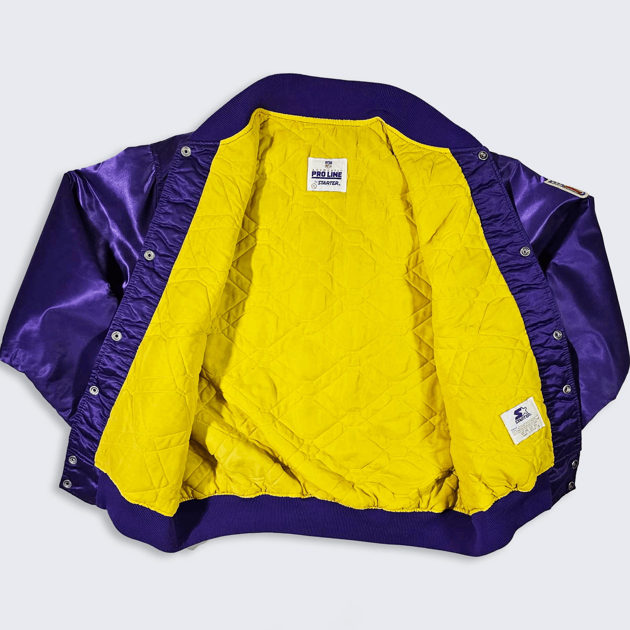 NFL Minnesota Vikings Vintage 80s Starter Satin Bomber Jacket Size US XL / EU 56 / 4 - 3 Thumbnail