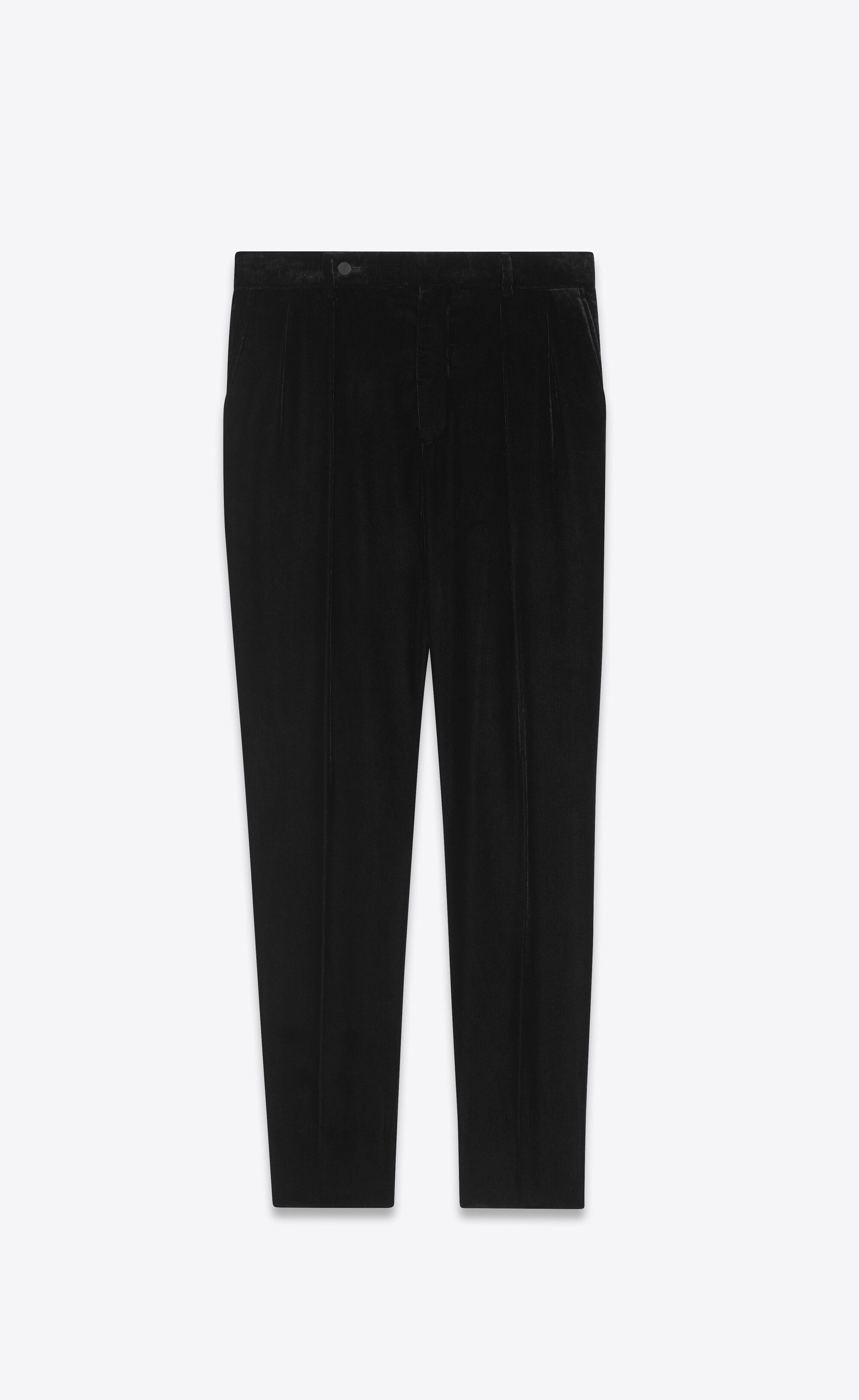 Saint Laurent Paris o1s1wg111124 Carrot-Fit Pants in Shimmering Velvet in Black Size US 34 / EU 50 - 1 Thumbnail