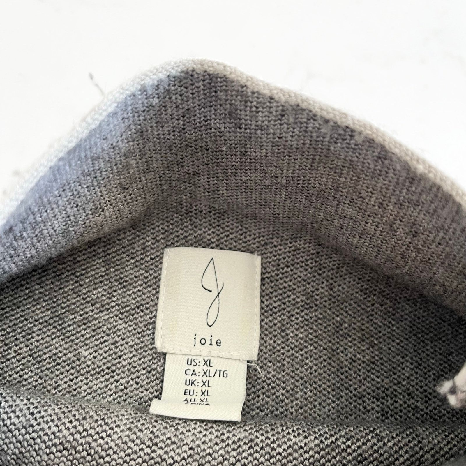 Joie Joie Gray Black Mock Turtleneck Fair Isle Pullover Sweater Size XL / US 12-14 / IT 48-50 - 3 Thumbnail