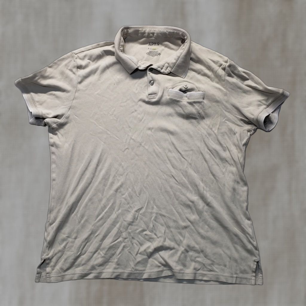 Apt. 9 APT.9 Solid White Polo Shirt 3-Button Pocket Women's Large Polo Shirt White 100% Cotton Mens Womens Girls Size L / US 10 / IT 46 - 1 Thumbnail