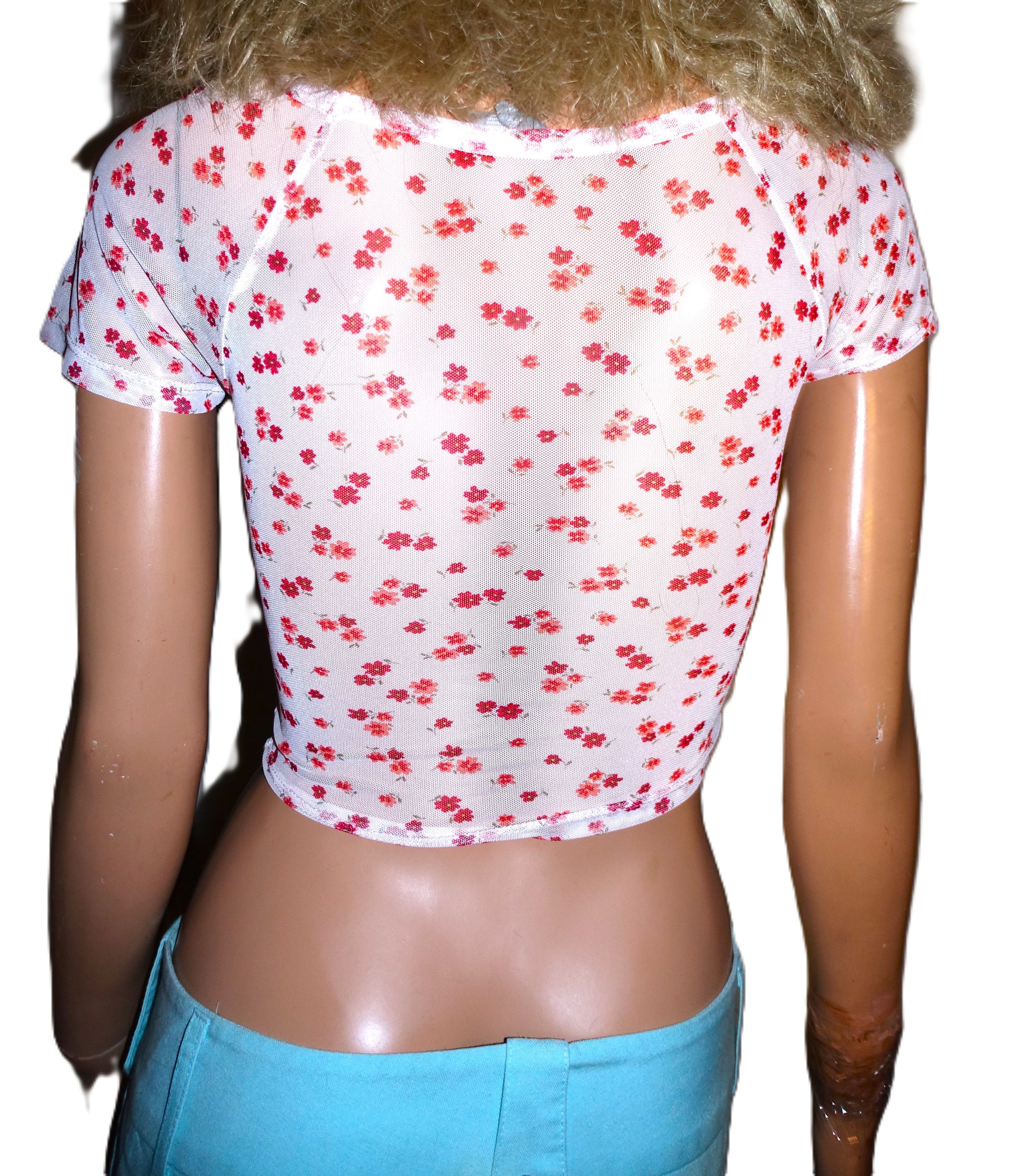 Other White Red Floral Sheet Crop Top XS Size XS / US 0-2 / IT 36-38 - 5 Thumbnail