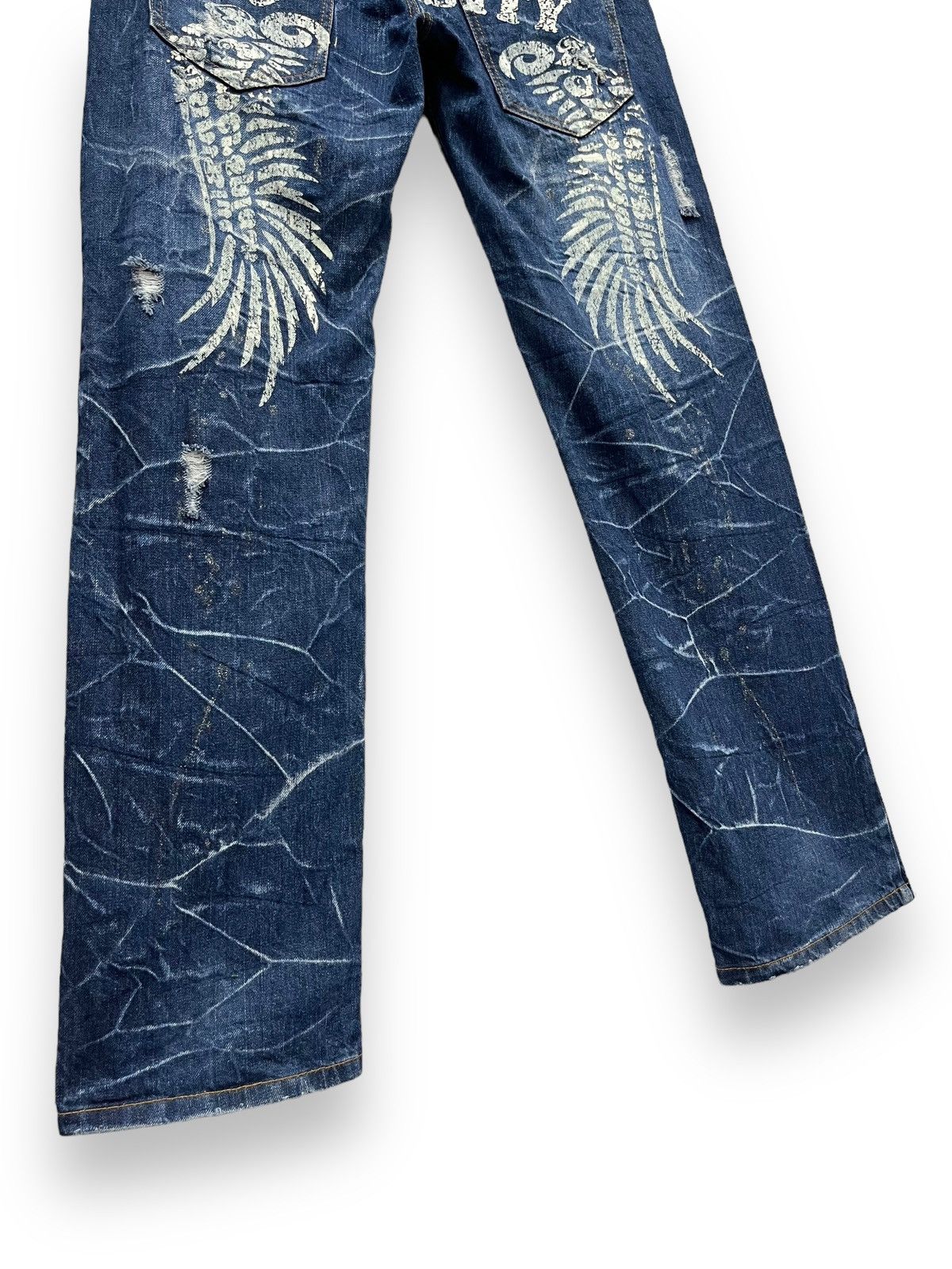 Fragment Design NYLAUS Punk Double Waist Brilliant Blue Silver Splash Denim Size US 31 - 9 Thumbnail