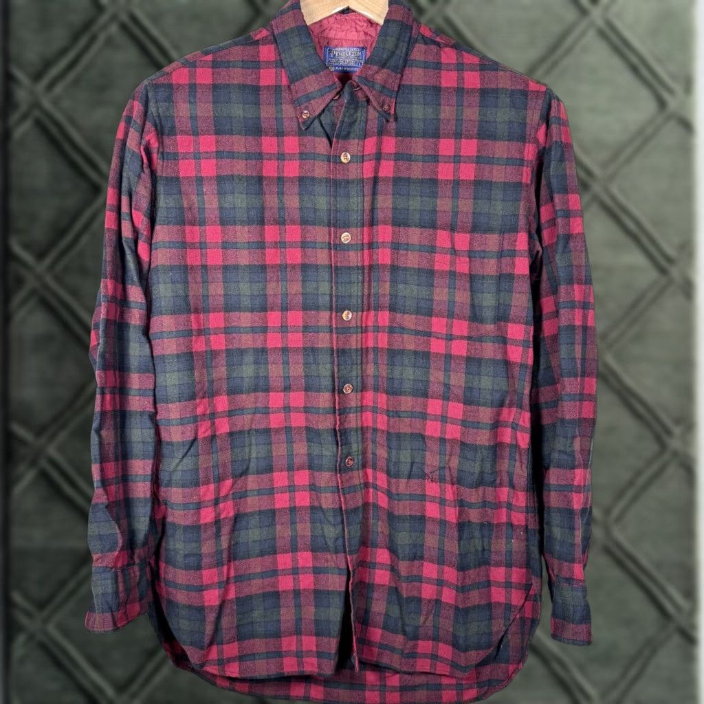 Pendleton VINTAGE Pendleton Shirt Plaid Wool Red Green Large Men Button-Down Long Sleeve Size US L / EU 52-54 / 3 - 1 Thumbnail