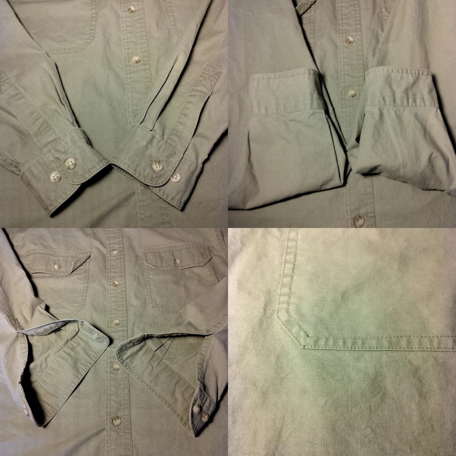 Vintage VINTAGE LL Bean Shirt Medium Beige Cotton Twill Long Sleeve Camp Work Workwear Button-Up Collar Spread Pockets Mens Regular 90s Camp Hiking Outdoorsy Size US M / EU 48-50 / 2 - 8 Thumbnail