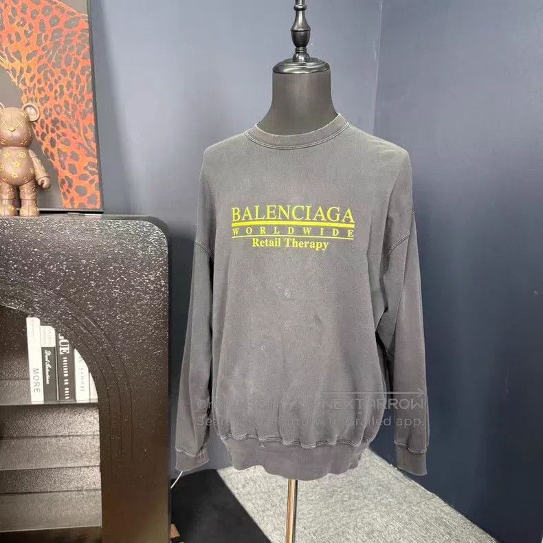 Balenciaga Balenciaga Distressed Letter Logo Print Black Sweatshirt Size US L / EU 52-54 / 3 - 1 Thumbnail
