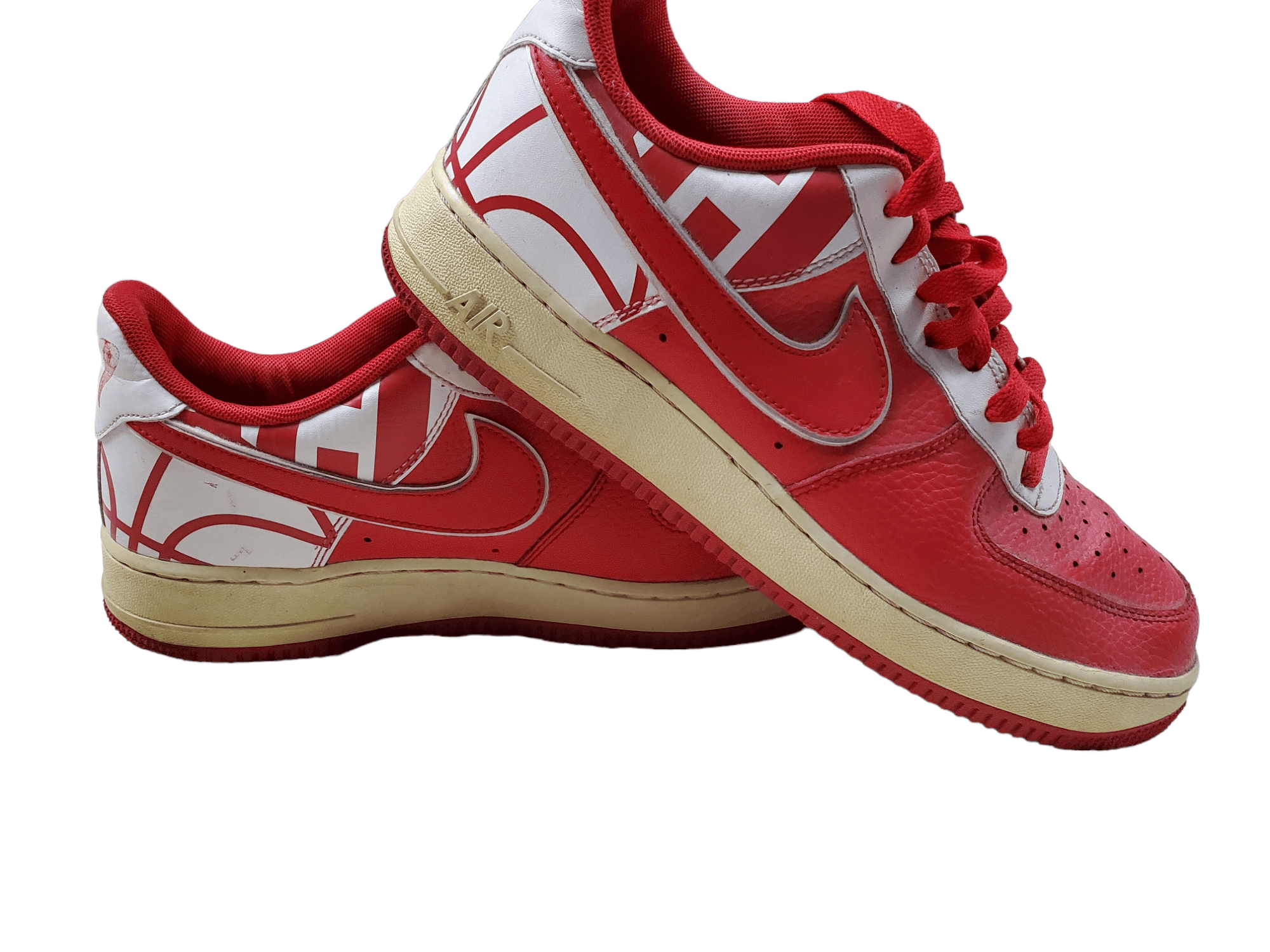 image of Nike Air Force 1 Leather Shoes in Red, Men's (Size 8)