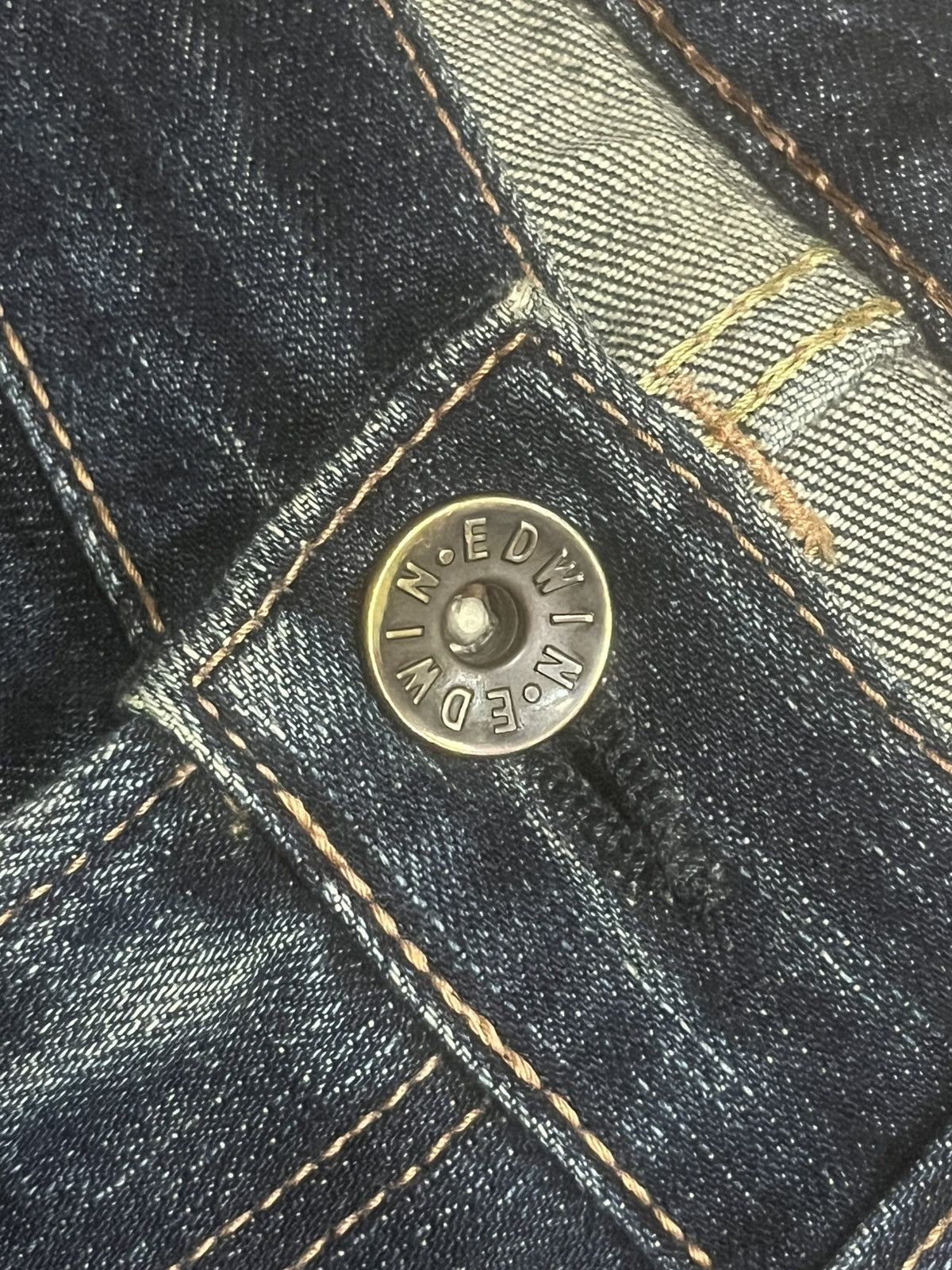 Edwin Edwin 505XX Dark Blue Whisker Buckle Back Selvedge Jeans Size US 33 - 5 Thumbnail
