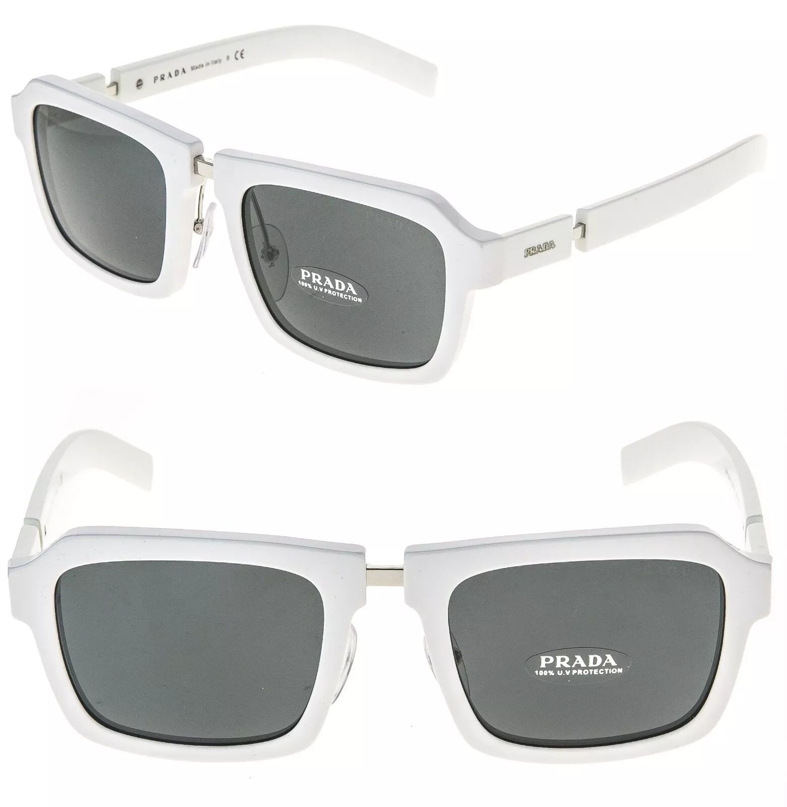 Prada PRADA DUPLE Rectangular PR09XS White Fashion Sunglasses 09X Size ONE SIZE - 1 Thumbnail