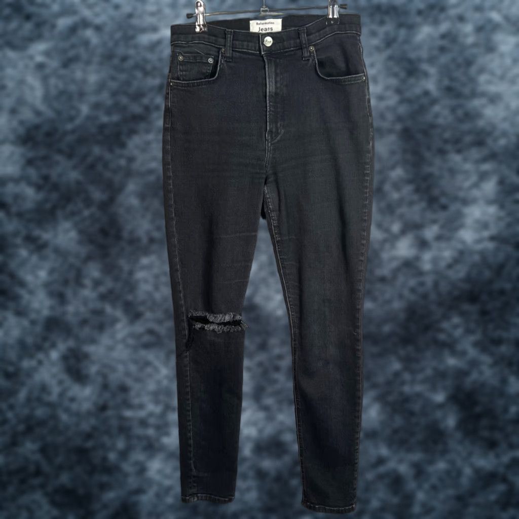 Reformation Reformation Womens High Rise Skinny Jeans Size 28 Faded Black Destroyed Denim Size 28" / US 6 / IT 42 - 1 Thumbnail