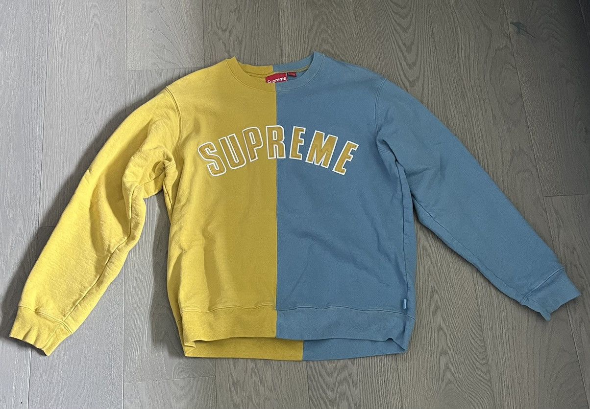 Supreme split crewneck outlet mustard