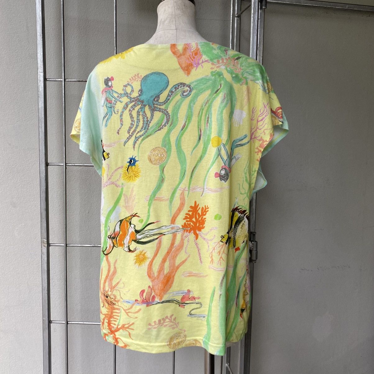 Tsumori Chisato TSUMORI CHISATO Yellow Ocean Print Short Sleeve Blouse Size XS / US 0-2 / IT 36-38 - 19 Thumbnail