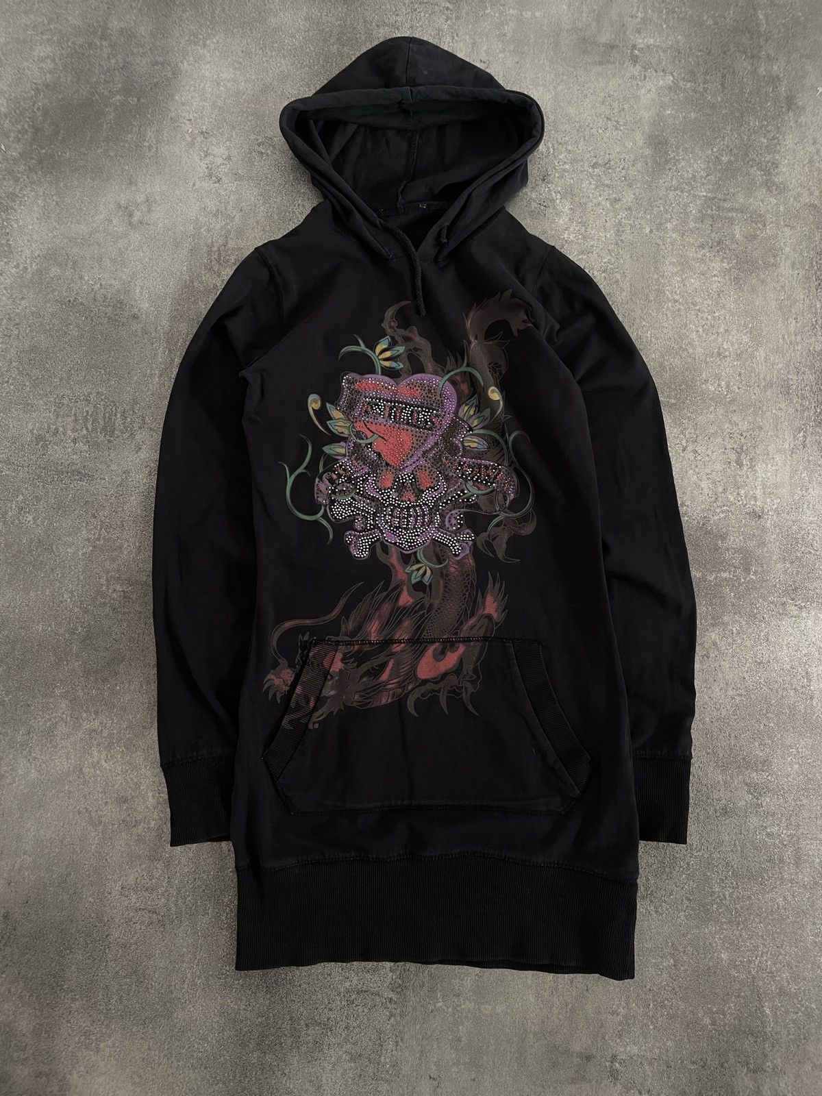 Vintage RARE🔥Gothic Hype Vintage Y2K Hoodie Rhinestones Spellout Size S / US 4 / IT 40 - 1 Thumbnail