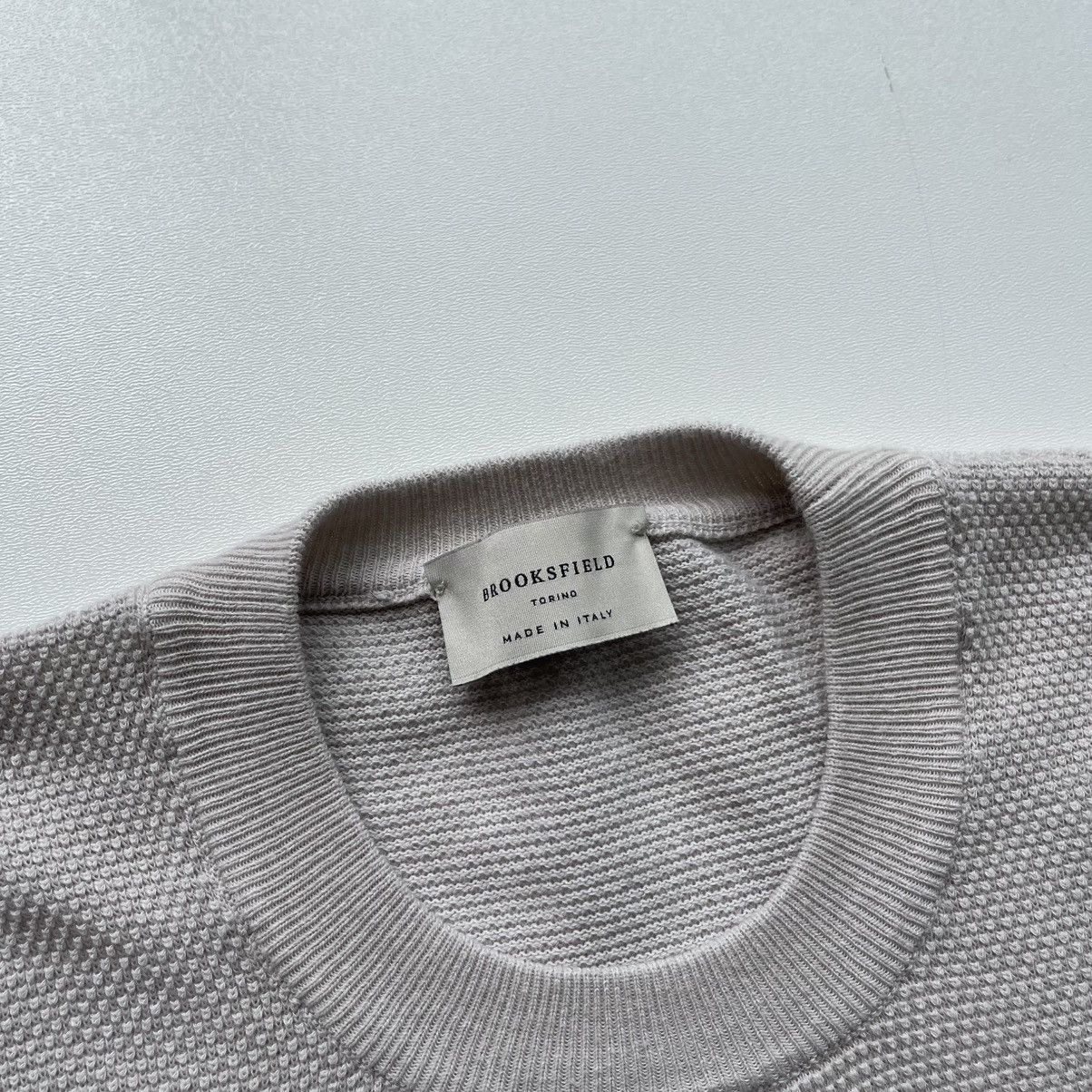 Brooksfield Brooksfield Torino Cotton Knitted Crewneck Sweater Beige Size US M / EU 48-50 / 2 - 7 Thumbnail