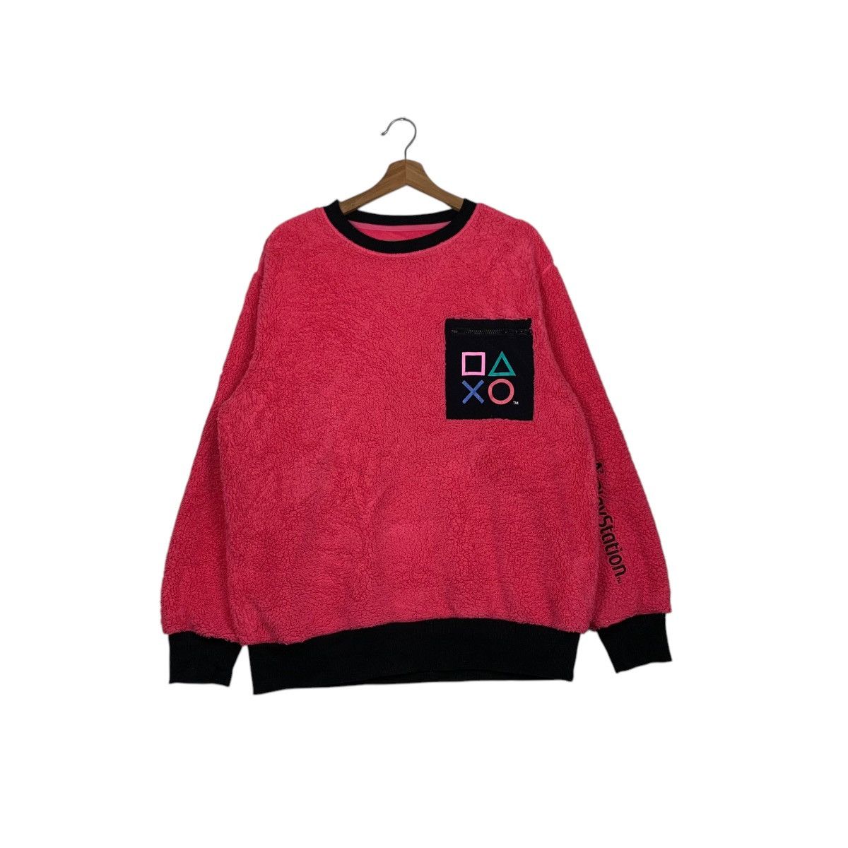 GU PLAYSTATION Embroidery Logo Pullover Pink Fleece #1587-C71 Size US XL / EU 56 / 4 - 1 Thumbnail