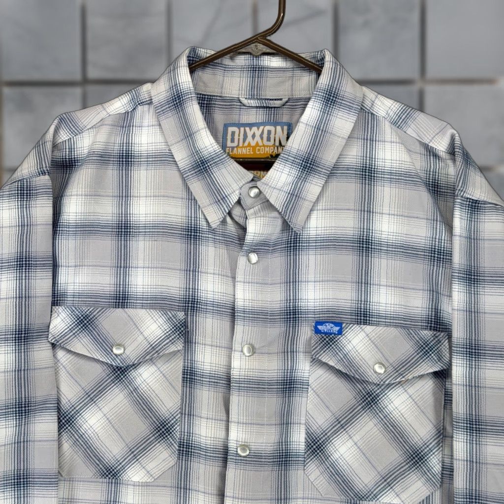 Vintage Dixxon Flannel The Ormond J&P Cycles Plaid Shirt Mens 3XL Grey White Blue D-Tech Size US XXL / EU 58 / 5 - 1 Thumbnail