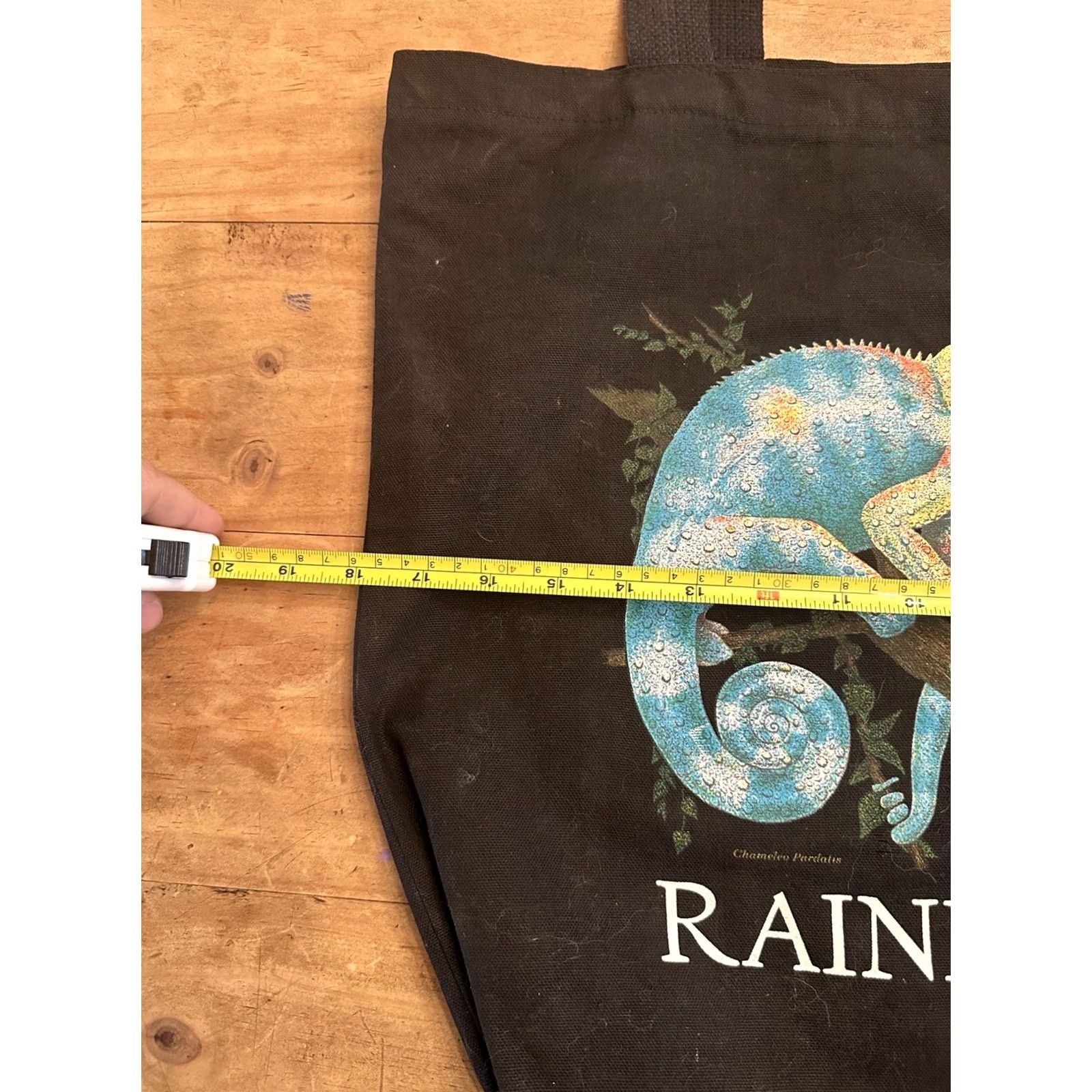 Vintage VINTAGE 1994 Rainforest Chameleo Pardatis Canvas ToteBag Black 18”x18” Tote Womens Canvas Bag Size ONE SIZE - 6 Thumbnail