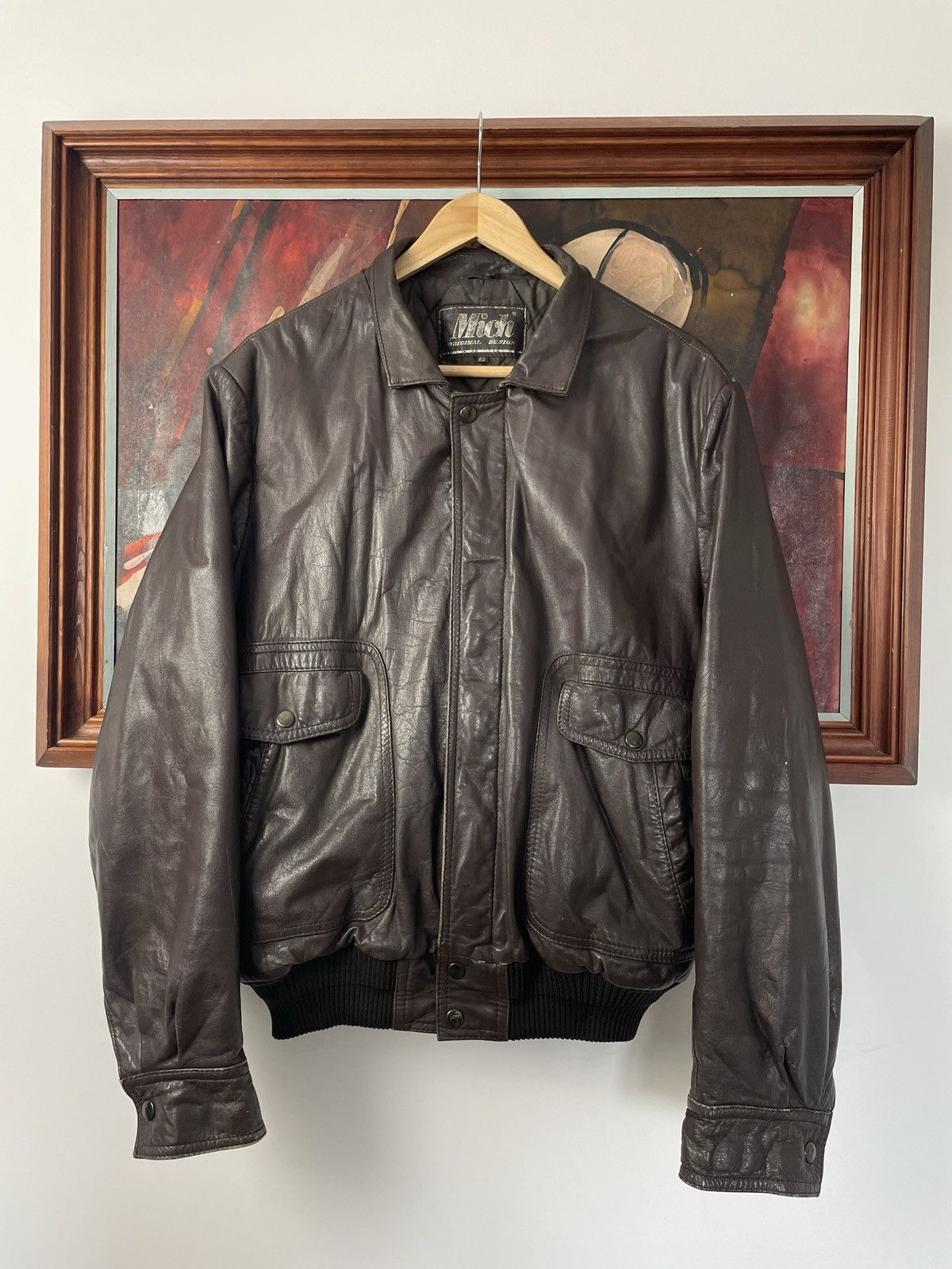 Vintage 90s Genuine Real Leather Jacket Washed Brown Black