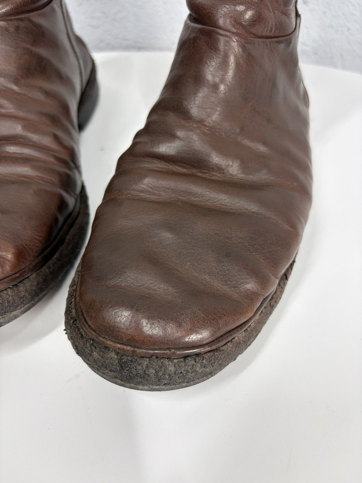 Hedi Slimane Vintage 00s Guidi CCP Style Distressed Leather Biker Boots Size US 9 / EU 42 - 12 Thumbnail