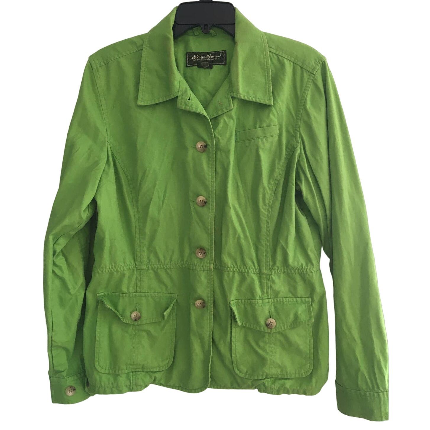 Eddie Bauer Eddie Bauer 100% Cotton Large Green Button Up Jacket Pockets Size L / US 10 / IT 46 - 1 Thumbnail