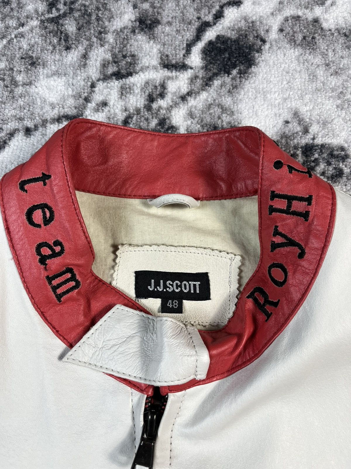 Leather J.J.Scott Leather Racing Jacket Red White Moto L Size US L / EU 52-54 / 3 - 6 Thumbnail