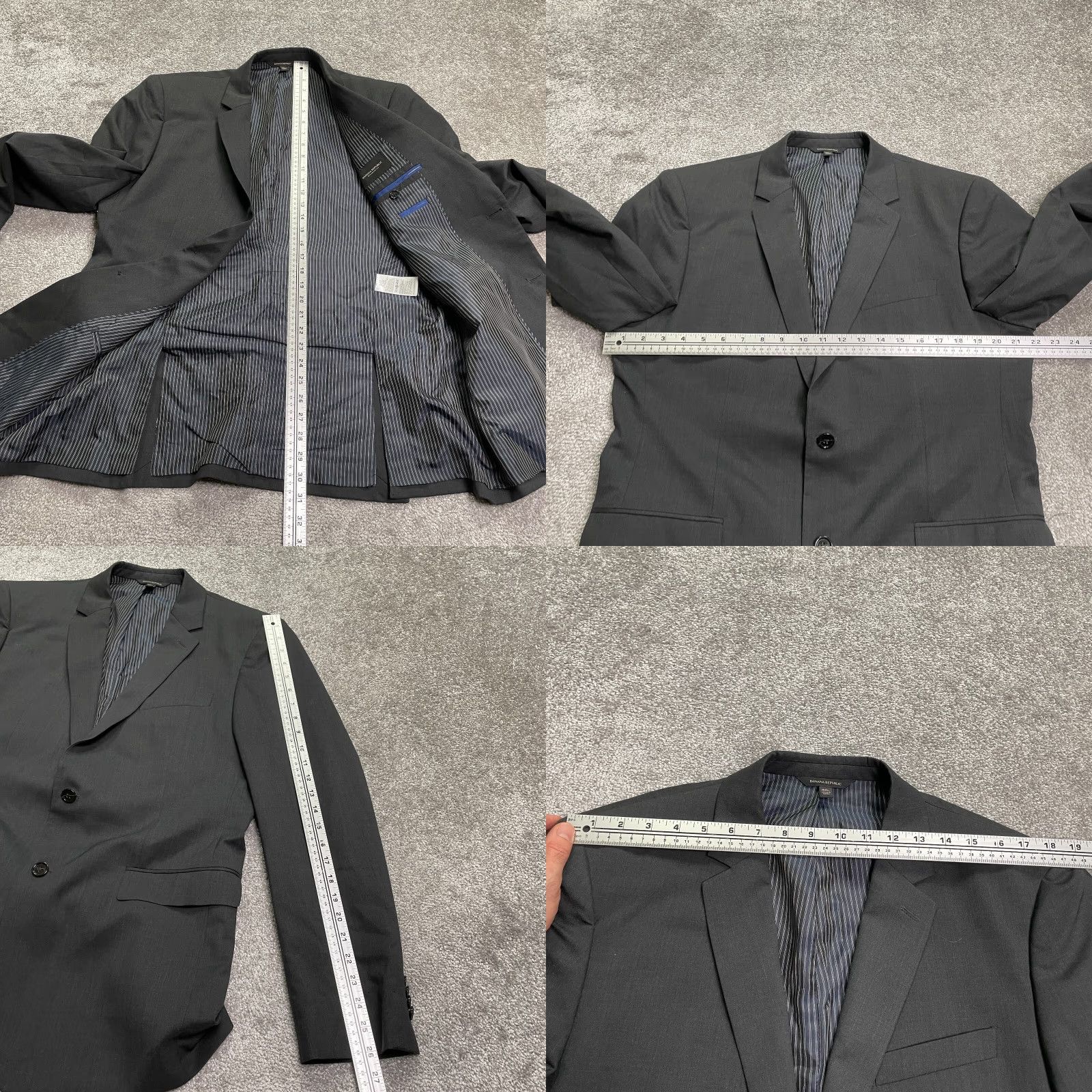 Banana Republic Banana Republic Blazer Mens 42 Long Gray Wool Work Suit Size 42R - 9 Thumbnail