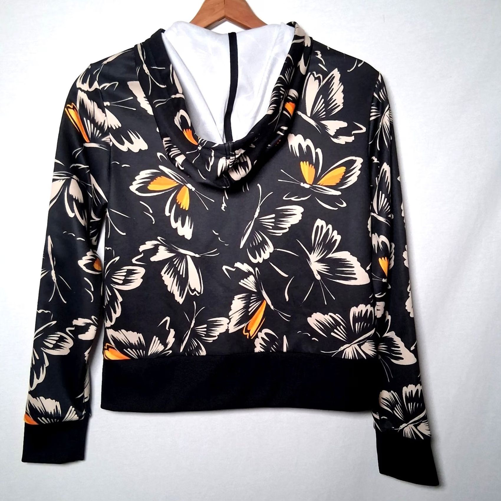 Adidas Adidas x Farm Rio Hooded Sweatshirt XS Black Butterflies Zip Hoodie Athletic Womens Seasonal Full Zip Pattern: butterflies Size XS / US 0-2 / IT 36-38 - 2 Thumbnail