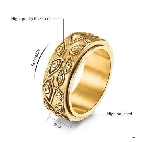 Japanese Brand × Vintage Carved Eyes Stainless Steel Unisex Ring Size ONE SIZE - 3 Thumbnail