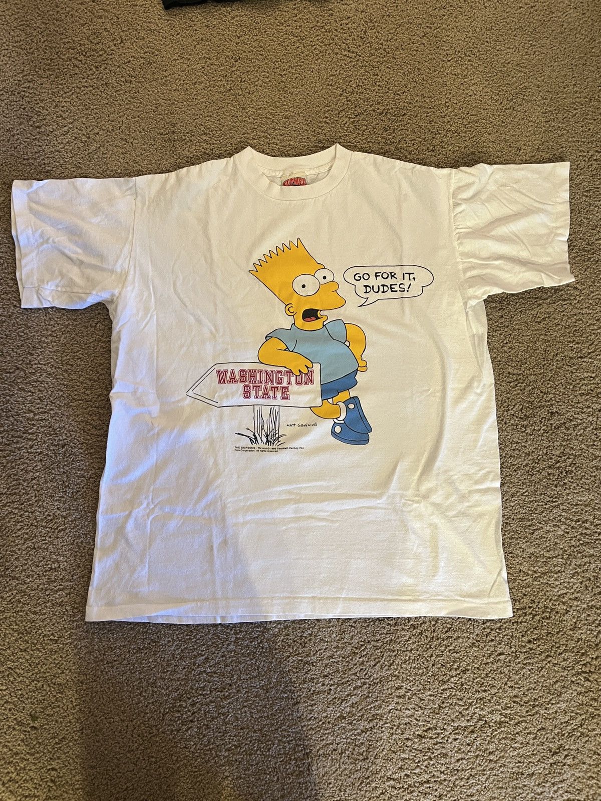 Vintage Vintage 1990 Bart Simpson Washington State University Tee Size US XL / EU 56 / 4 - 1 Thumbnail