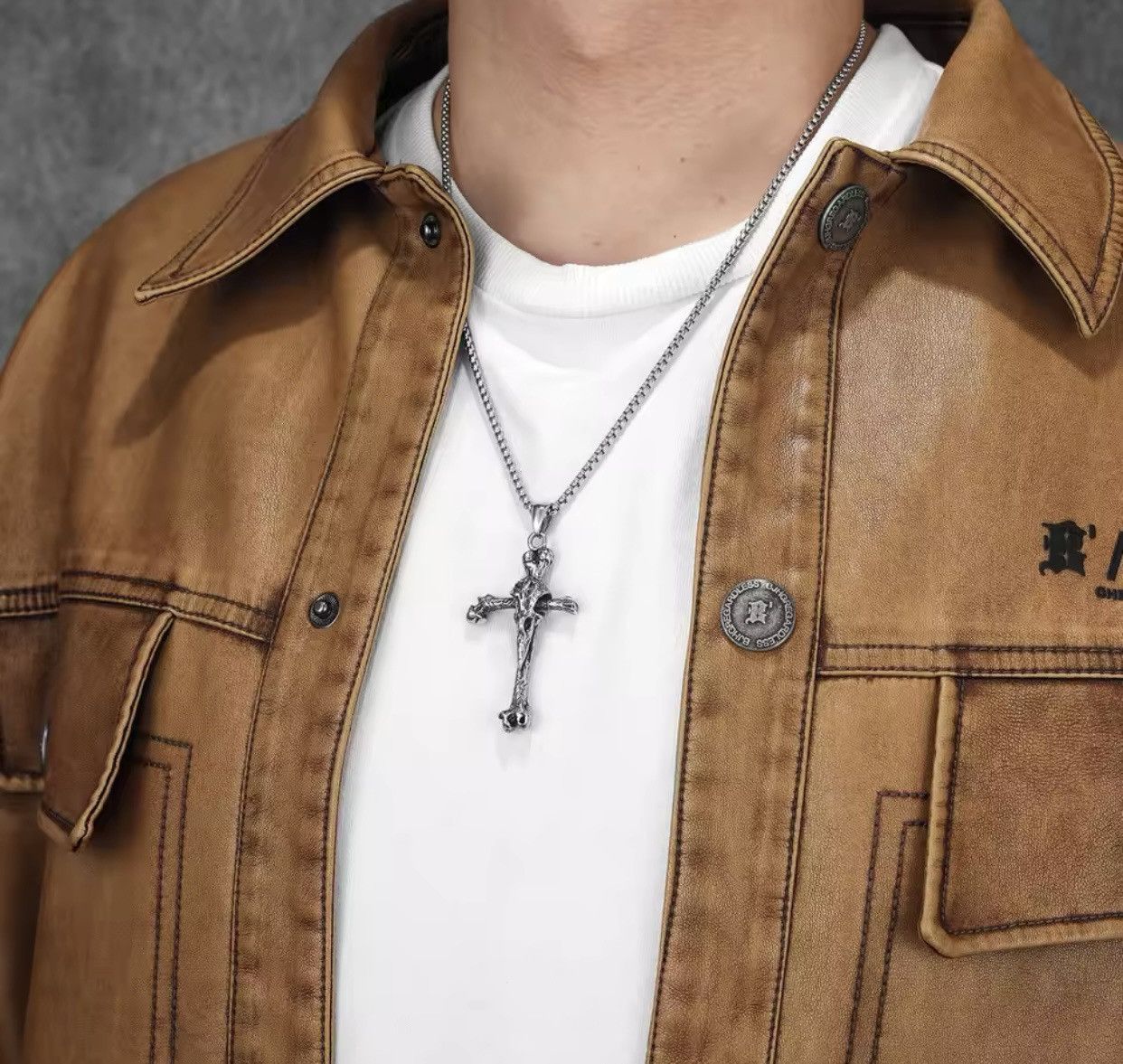 Other Crow Bone Cross Stainless Steel Amulets Pendant Chain Size ONE SIZE - 6 Thumbnail