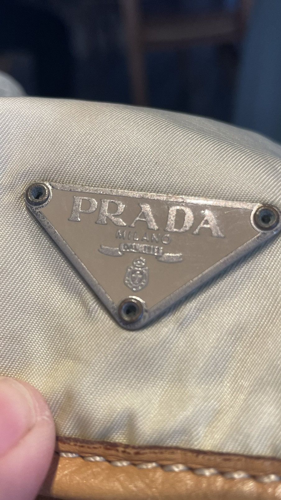 Prada × Vintage Prada Sport Cream Ivory Brown Nylon Leather Size ONE SIZE - 10 Thumbnail
