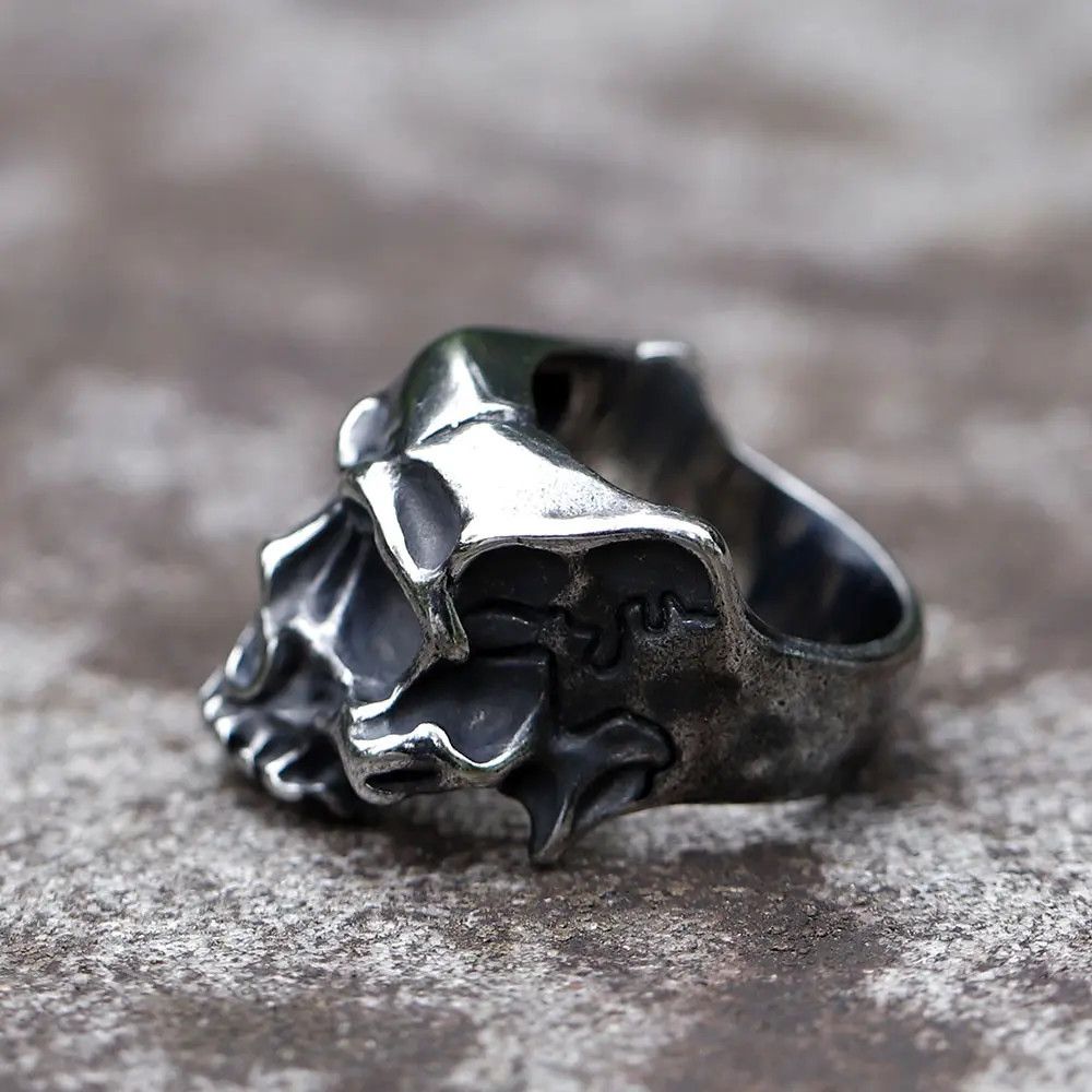 Jewelry Retro Biker Skull Ring Size ONE SIZE - 3 Thumbnail