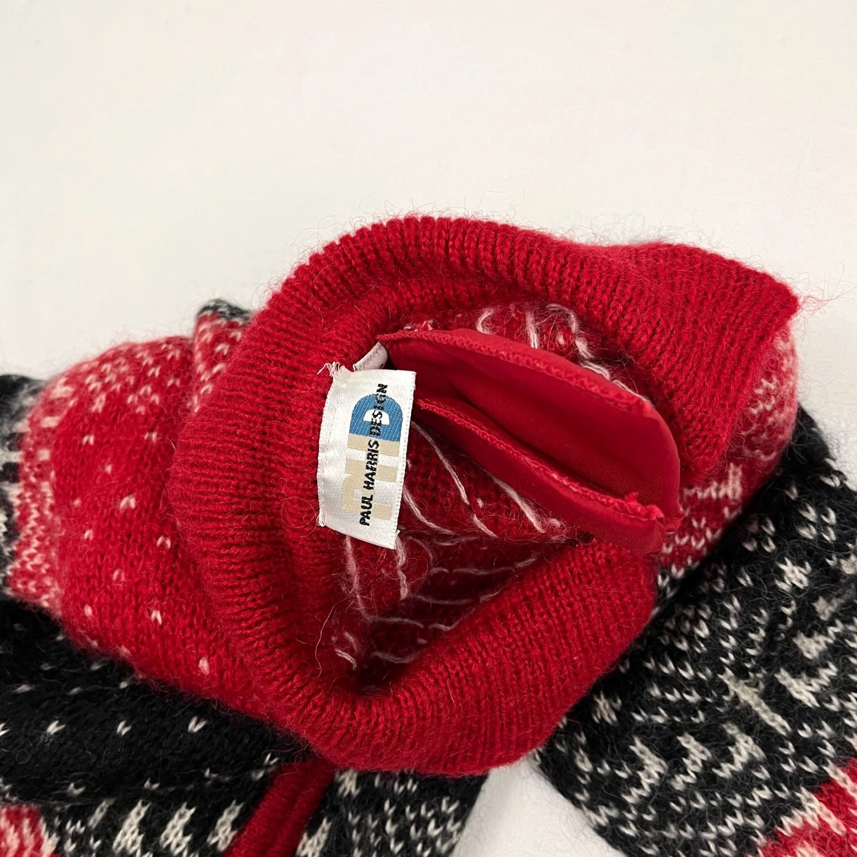Vintage VINTAGE Paul Harris Cardigan Sweater Womens Medium Red Black Fair Isle Mohair Zip Crew Neck Knit Cardigan Size M / US 6-8 / IT 42-44 - 6 Thumbnail