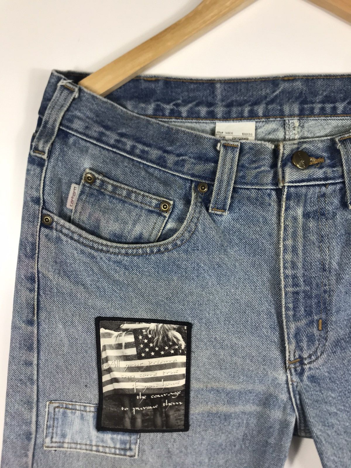 Carhartt ⚡️Light Wash Carhartt Pacthes Denim Jean Shorts 35X24 Size US 35 - 7 Thumbnail