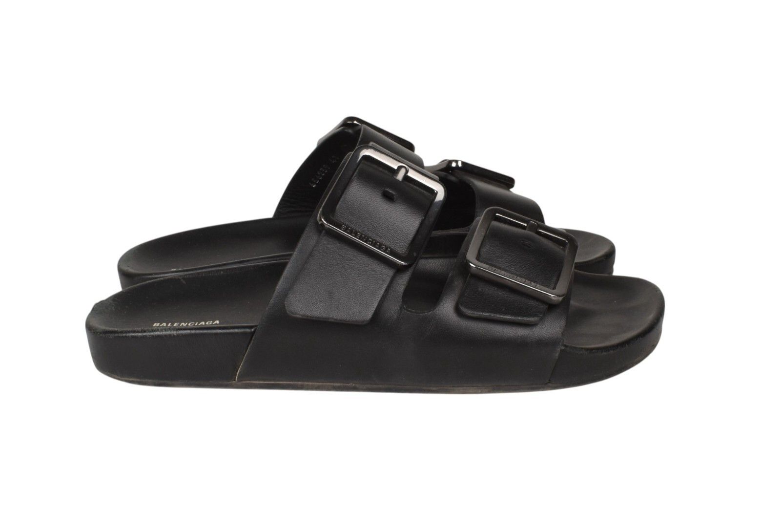 Balenciaga Men Slippers Shoes Leather Eur41, Usa 7 1/2 in Black (Size 8)