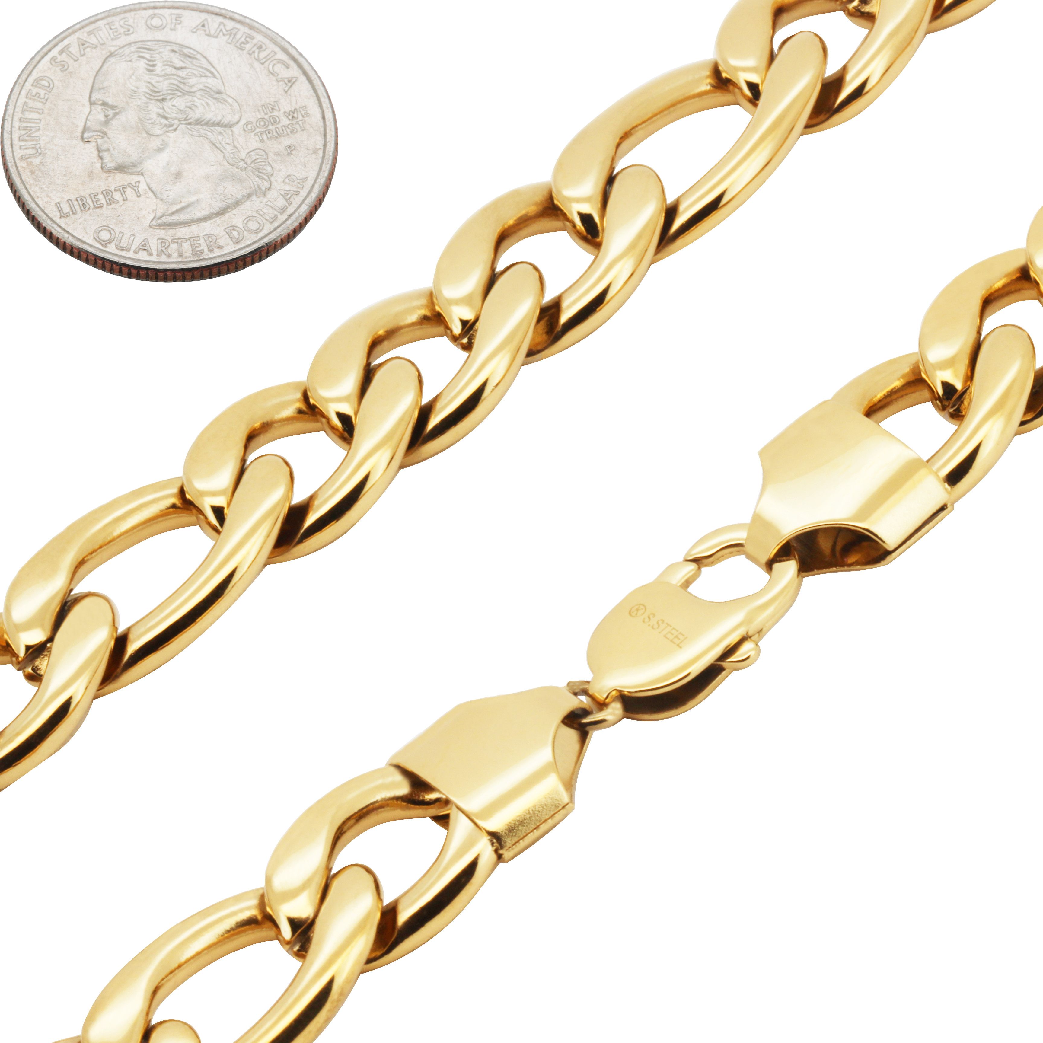 Other 316L SS 18k GP 14mm Figaro Link Bracelet 8.5" Size ONE SIZE - 2 Thumbnail