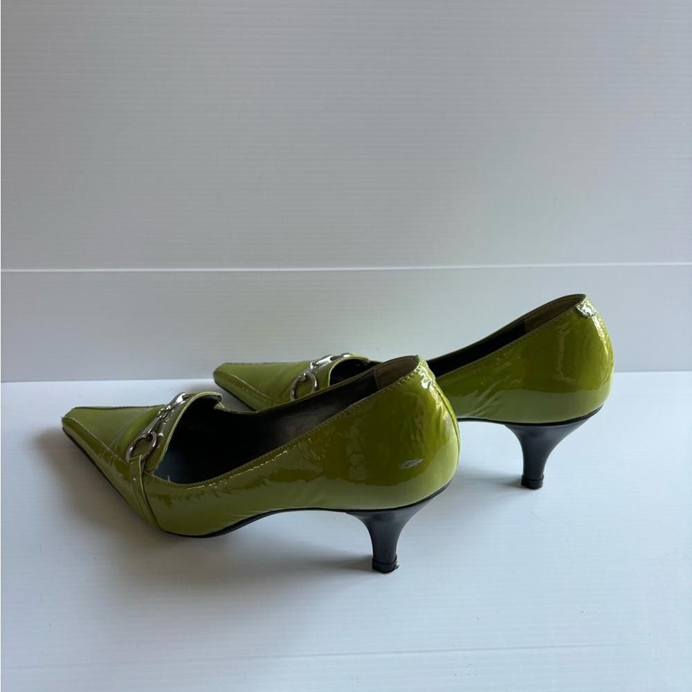 Designer Gianni Fermani Green Real Leather Mid Heel Shoes Size US 9 / IT 39 - 3 Thumbnail