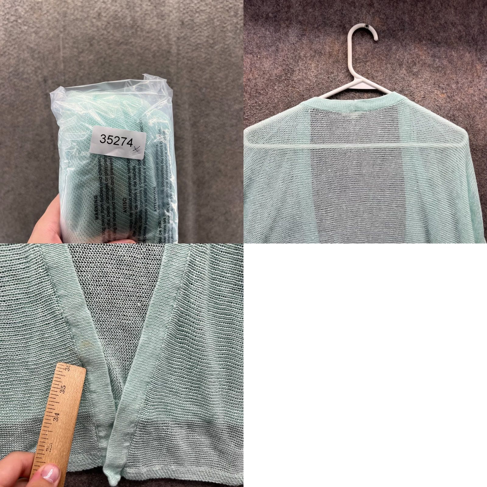 Eileen Fisher VINTAGE Eileen Fisher Cardigan Women XL Aqua Sheer Open Knit Lightweight Cover Up Teal Size XL / US 12-14 / IT 48-50 - 8 Thumbnail