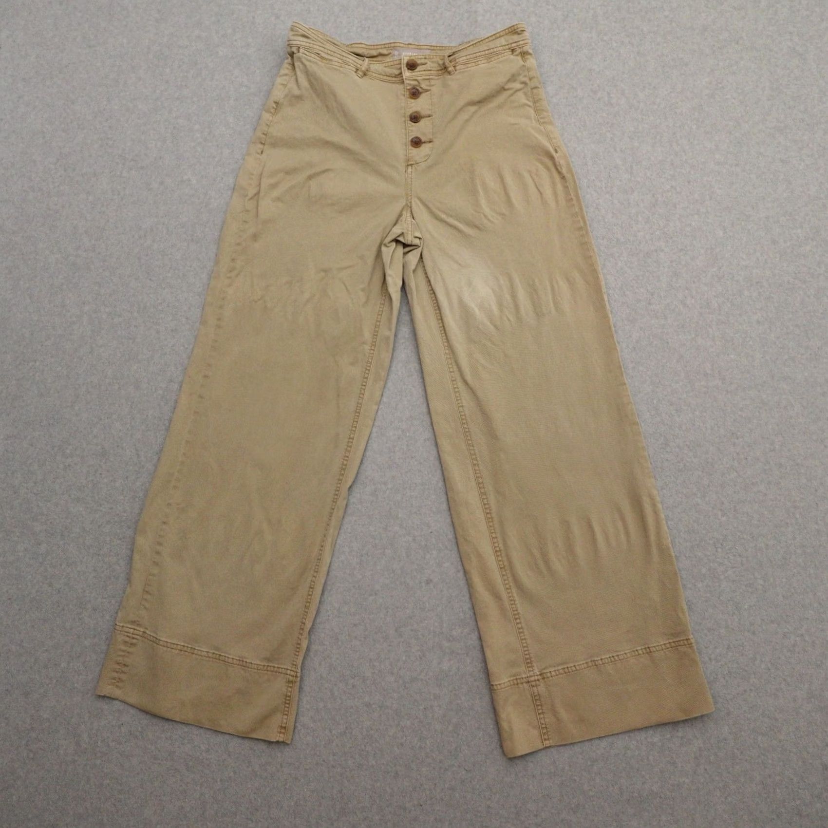 Everlane Everlane Jeans Womens 8 Wide-Leg Khaki Baggy Fit Button Fly 100% Linen Beige Chinos Pants Size 30" / US 8 / IT 44 - 2 Thumbnail