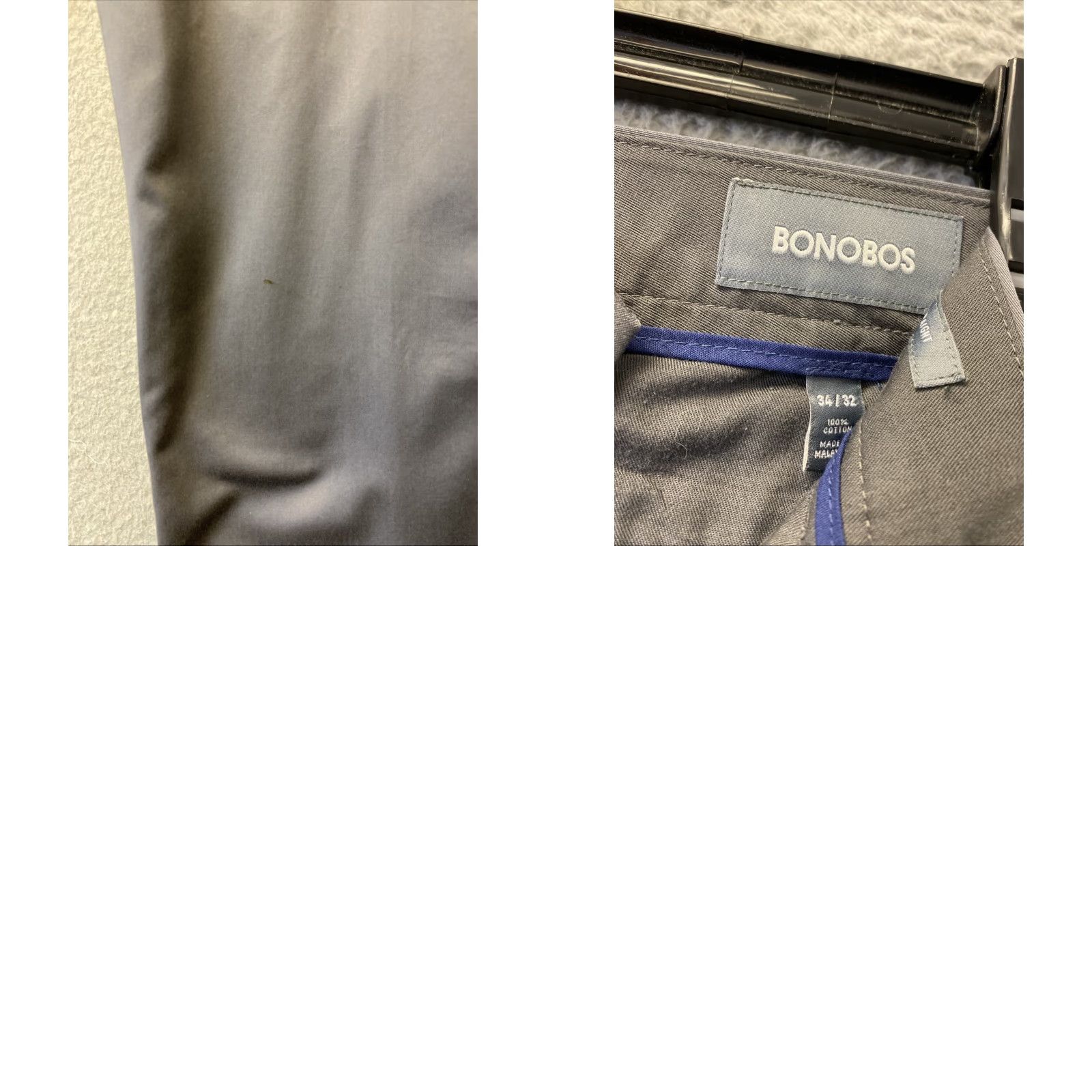Bonobos Bonobos Chino Pants 34x32 Gray Cotton Slim Straight Mens Size US 34 / EU 50 - 8 Thumbnail