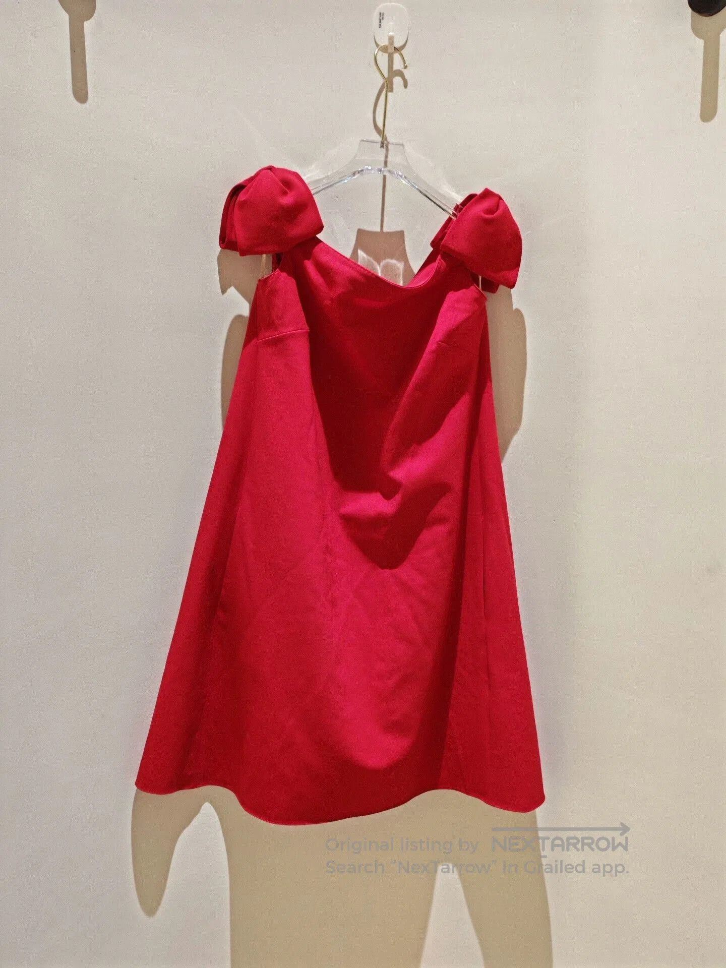 Valentino Red Shoulder 3D Bow A-Line Dress.