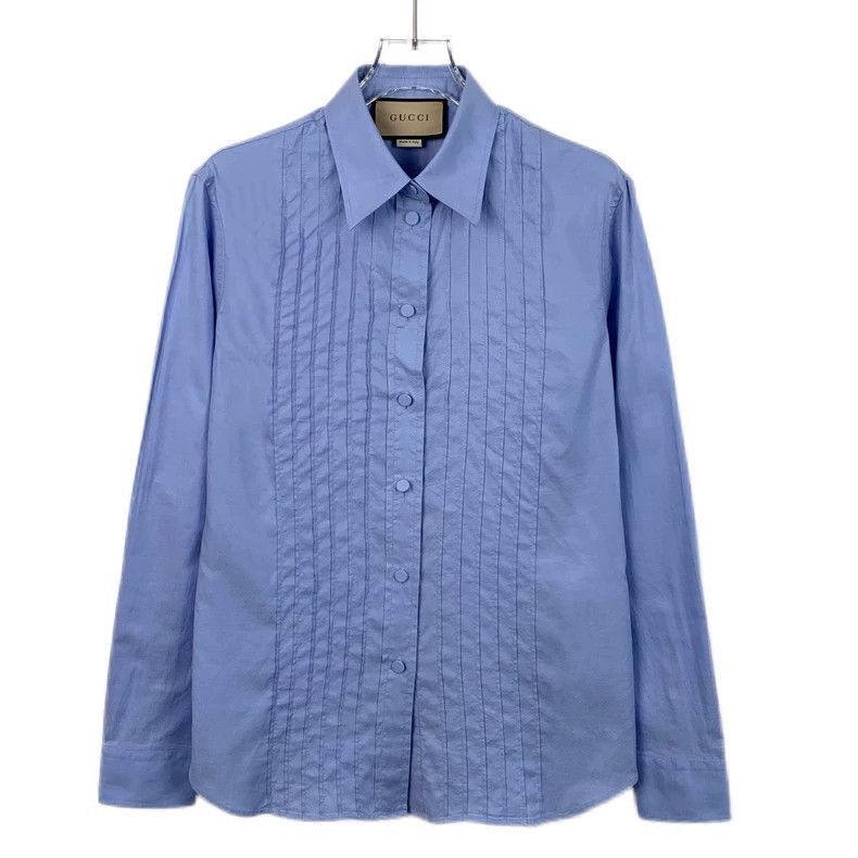 Gucci Gucci Blue Cotton Long Sleeve Shirt- Size US S / EU 44-46 / 1 - 1 Thumbnail
