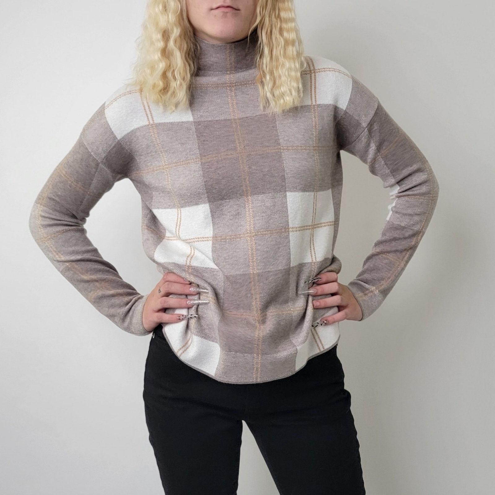 Rachel Zoe Rachel Zoe SOFT Plaid Turtleneck Sweater - S Size S / US 4 / IT 40 - 3 Thumbnail