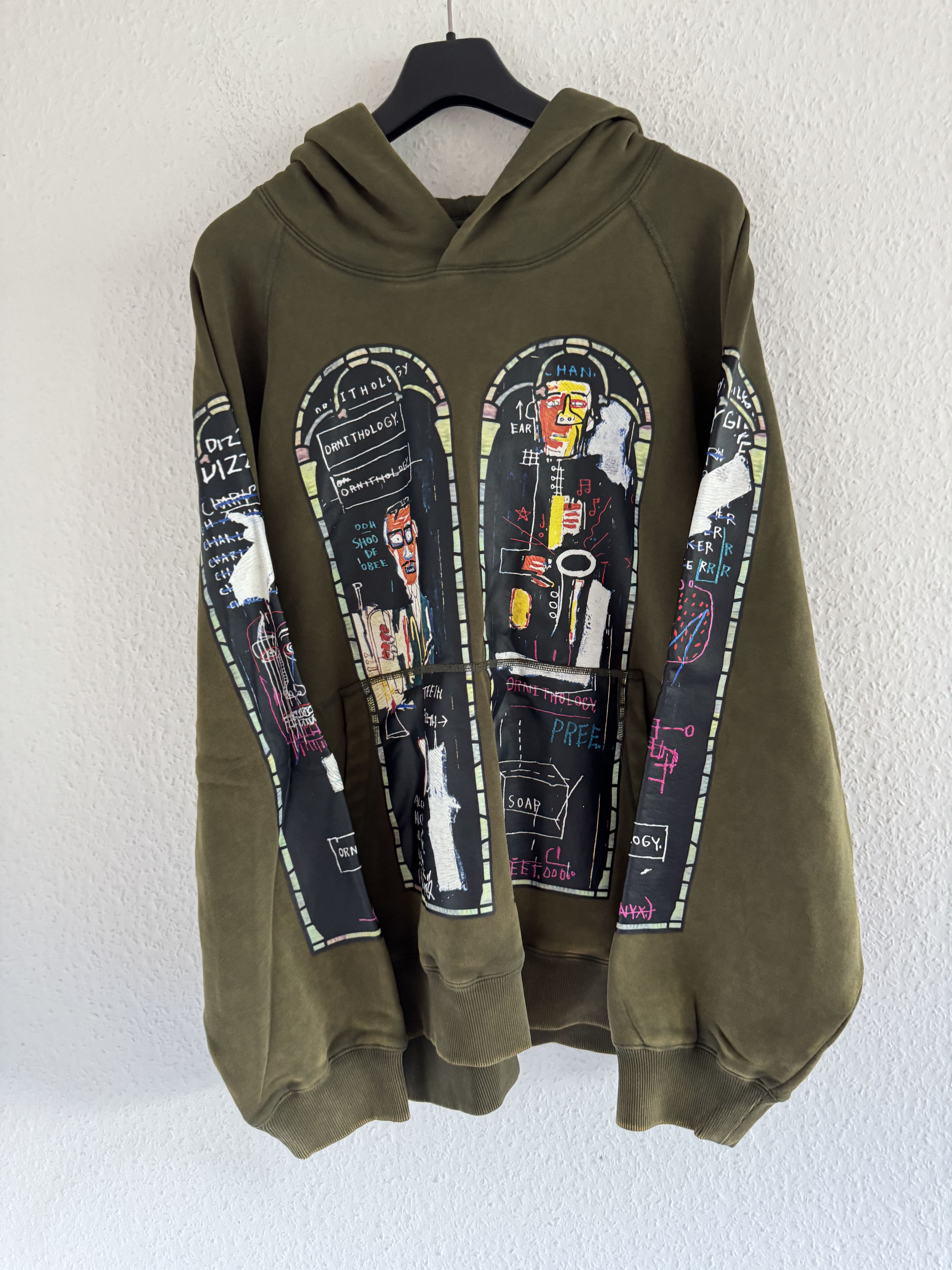 H&M × Jean-Michel Basquiat × Who Decides War Olive Graphic Hooded Sweatshirt Size US XXL / EU 58 / 5 - 3 Thumbnail