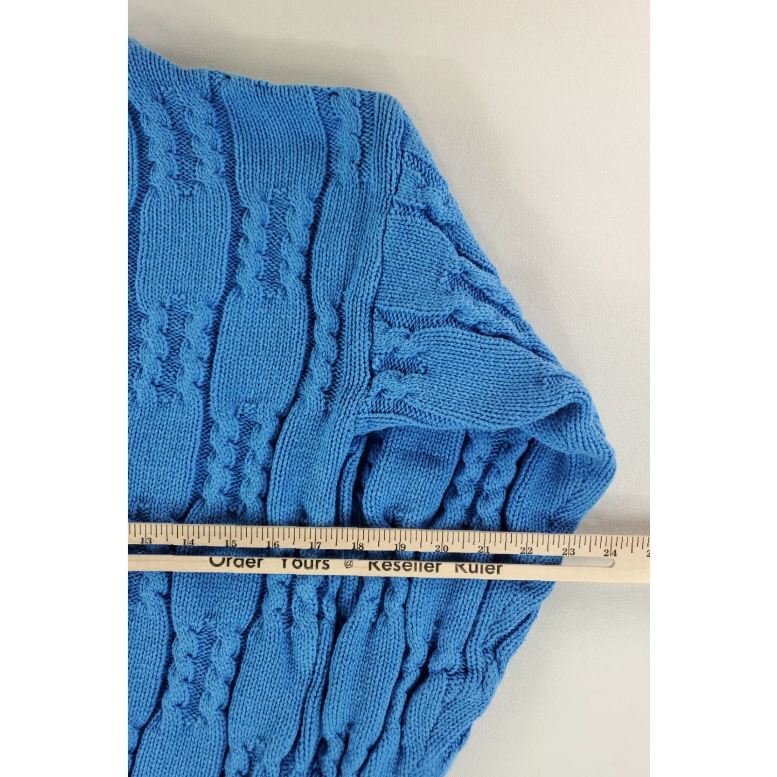 Izod VINTAGE Izod Sweater Cable Knit VTG 90s Crew Neck Cotton Made USA Blue Mens M Size US M / EU 48-50 / 2 - 4 Thumbnail