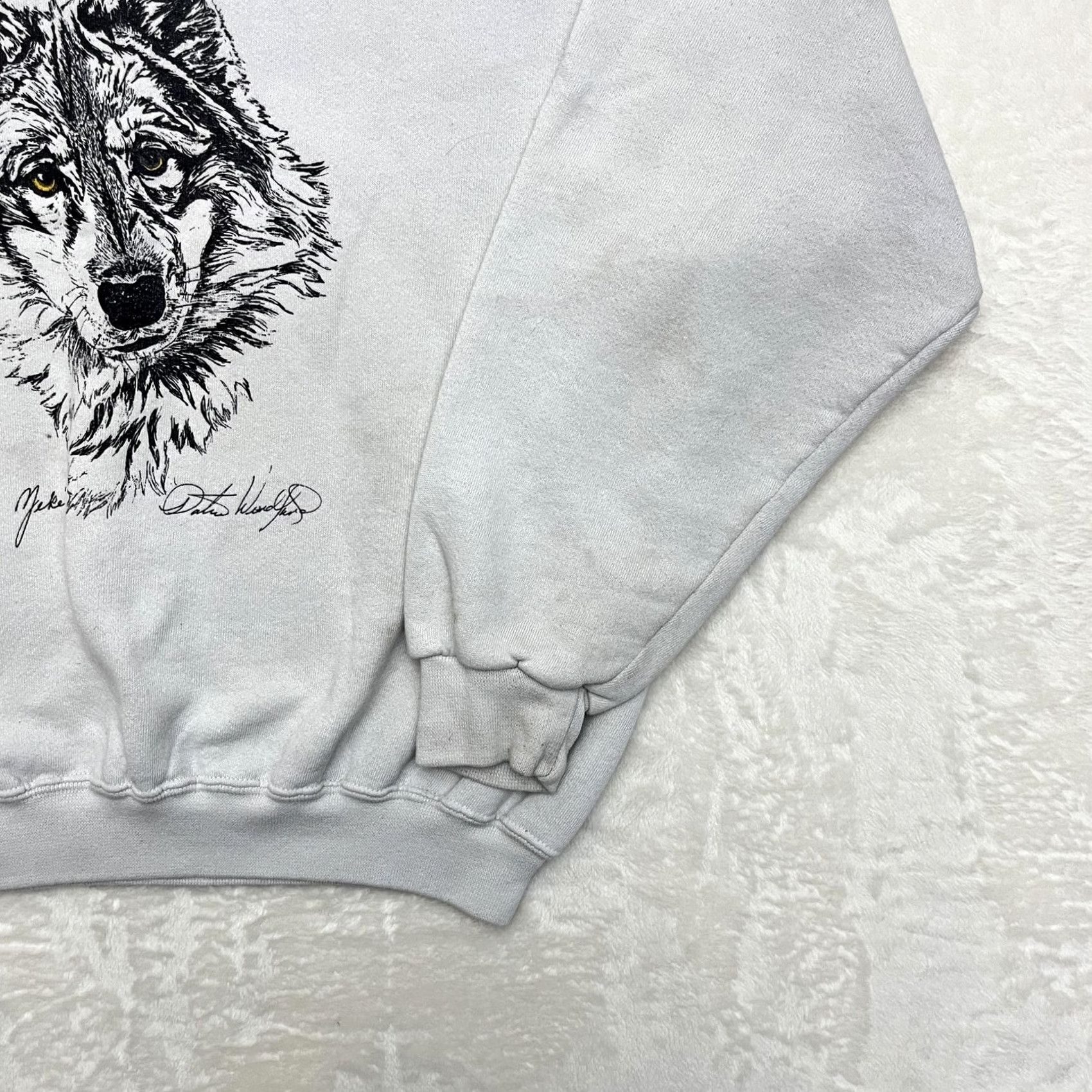 Jerzees VINTAGE Jerzees Super Sweats Sweatshirt Mens M Gray Graphic Print 90s Pullover Wolf Nature Animals Size US M / EU 48-50 / 2 - 5 Thumbnail