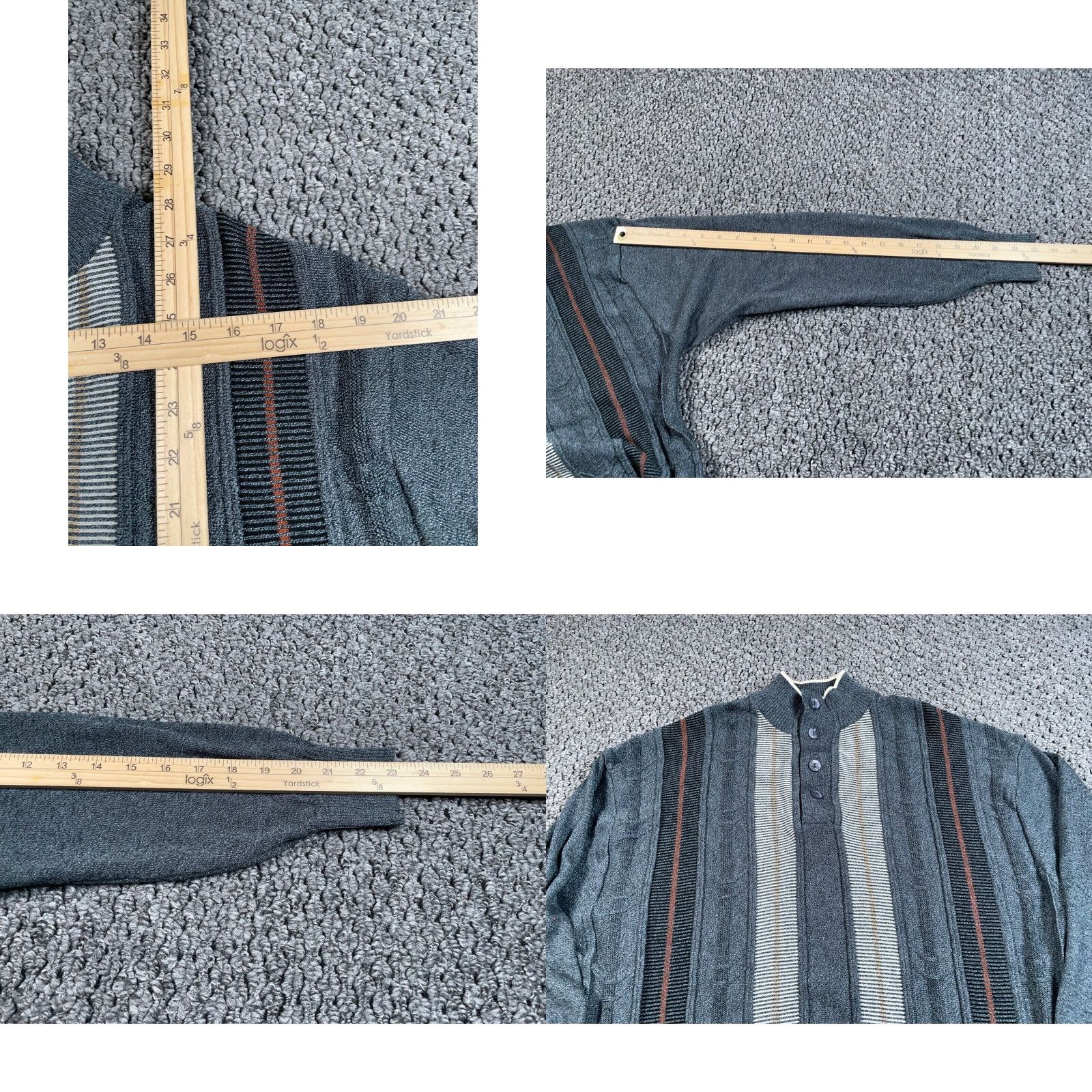 Vintage VINTAGE Steve Harvey Mock Neck Sweater Adult Large Gray Striped Casual Dad Style Mens Size US L / EU 52-54 / 3 - 8 Thumbnail