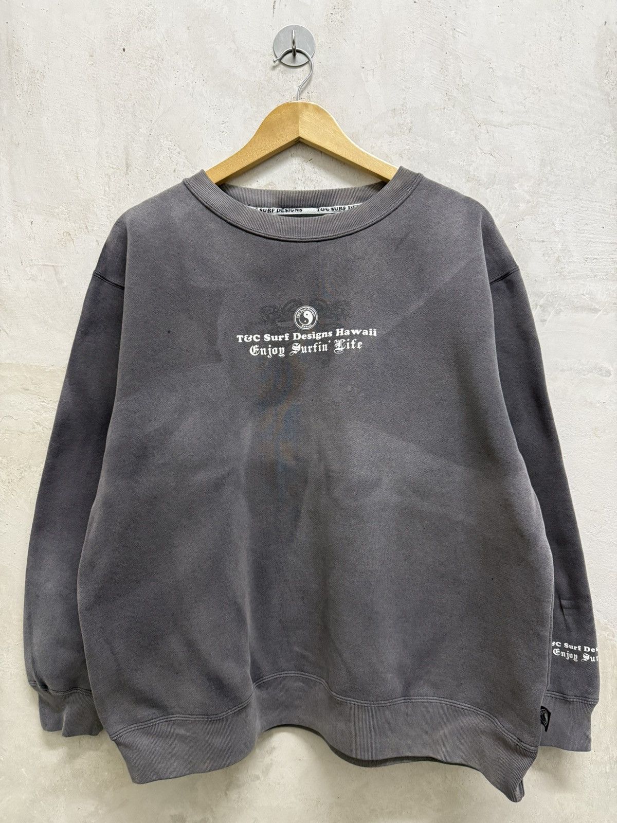 Affliction Faded T&C Surf Dragon Wild Poems Jnco Styled Sweatshirt Size US XL / EU 56 / 4 - 3 Thumbnail