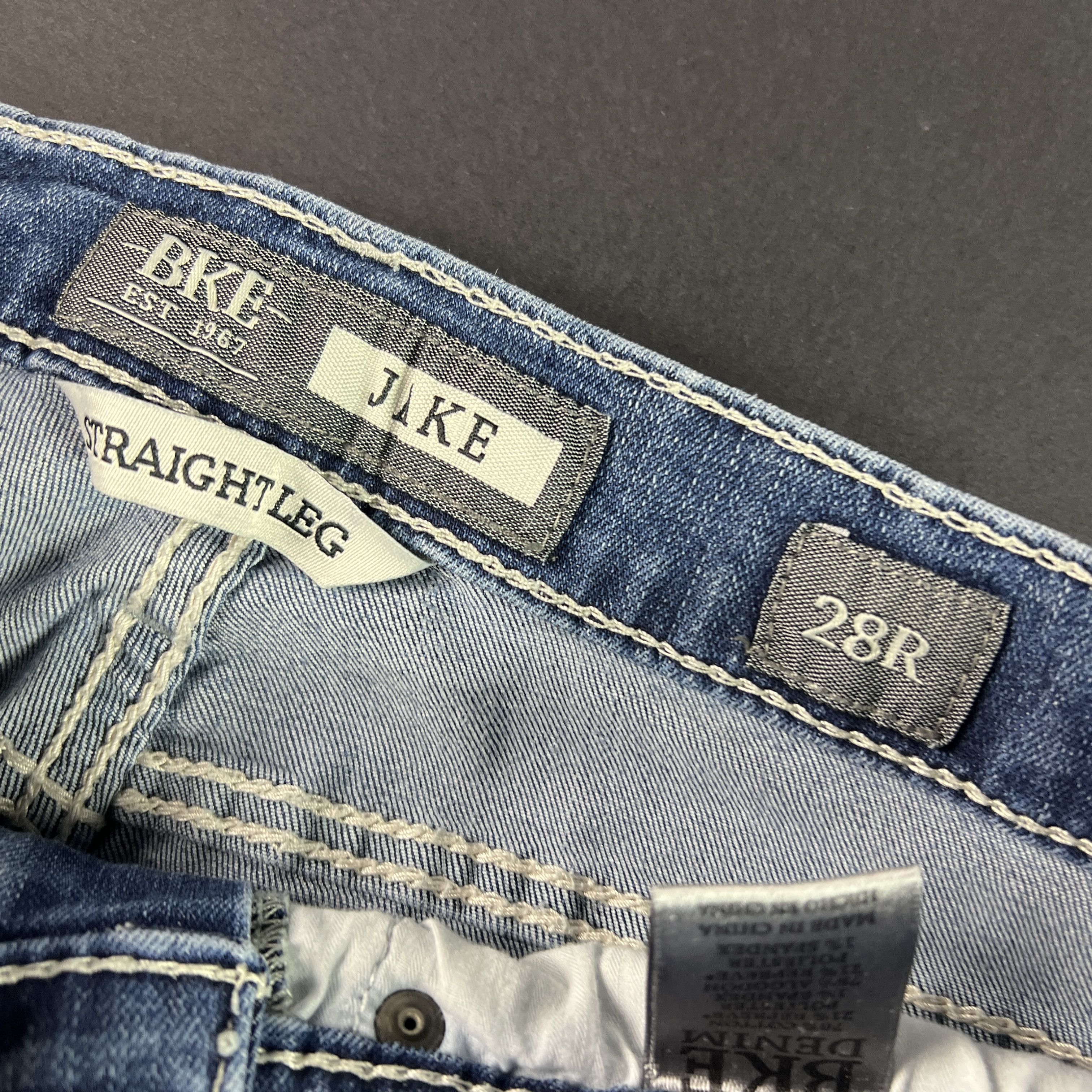 BKE BKE Jeans Jake Straight Light Blue Faded Distressed Denim Size US 28 / EU 44 - 7 Thumbnail